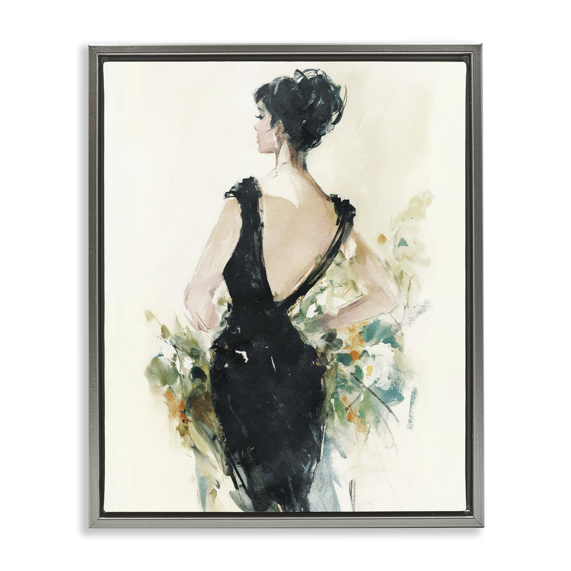 Stupell Industries Backless Reverie Gown Gray Framed Floater Canvas Wall Art, design by Svetlana Aleynikova