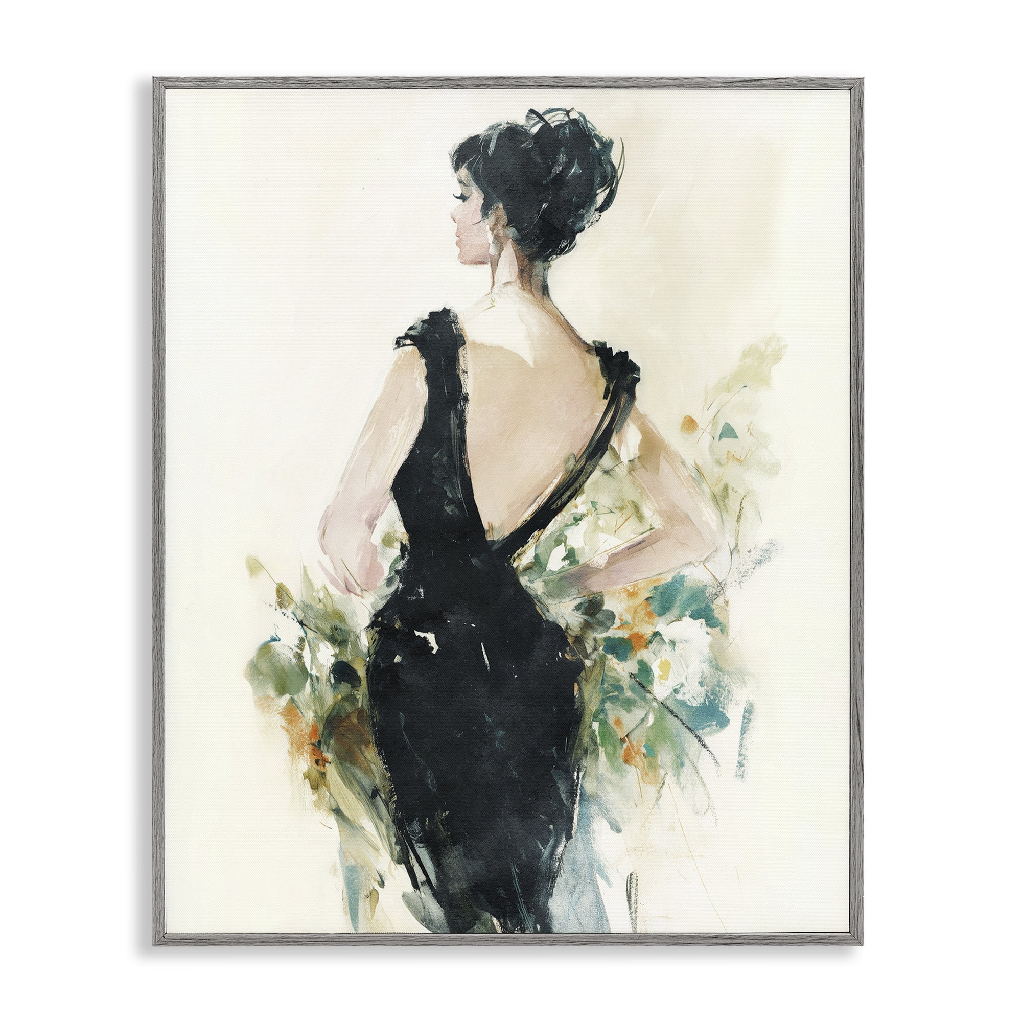 Stupell Industries Backless Reverie Gown Gray Framed Giclee Art, design by Svetlana Aleynikova