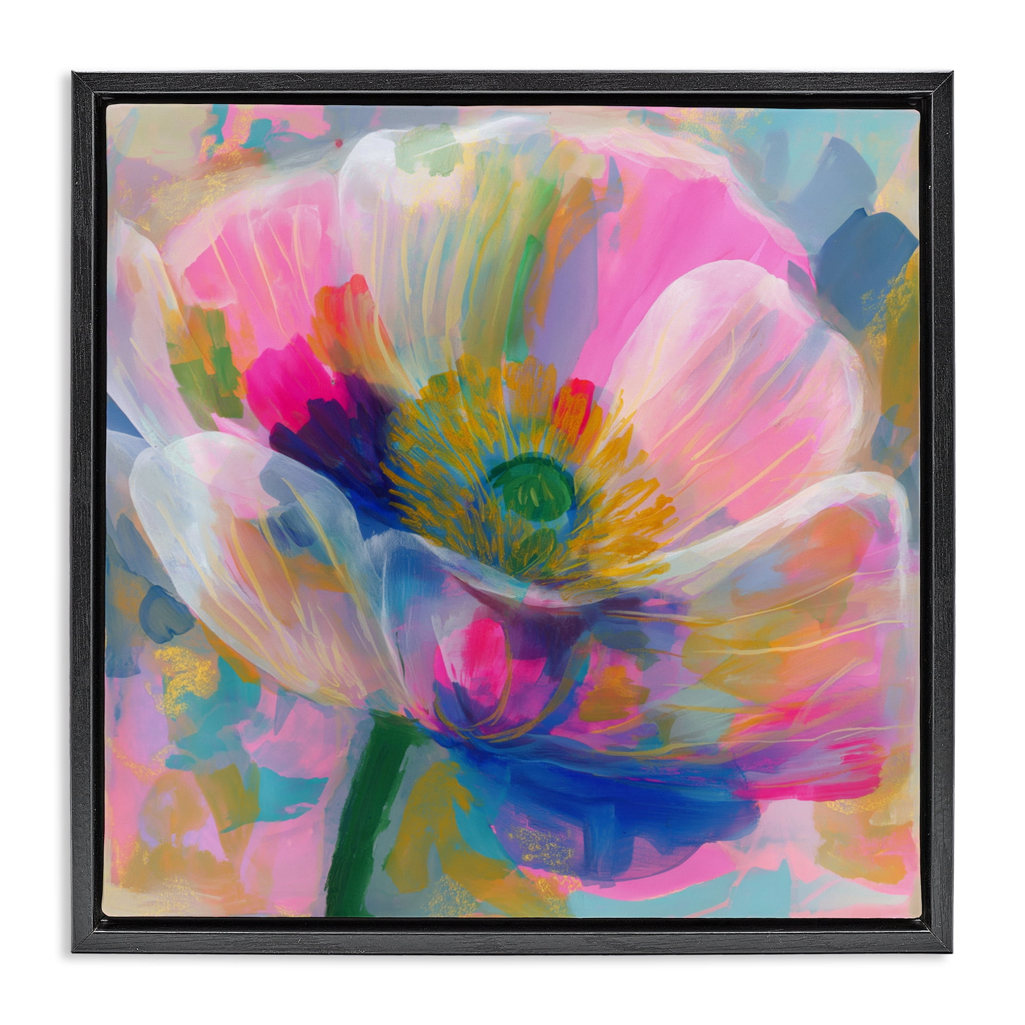 Stupell Industries Backlit Kaleidoscopic Poppy Black Framed Floater Canvas Wall Art, design by Chromatic Storm Studio
