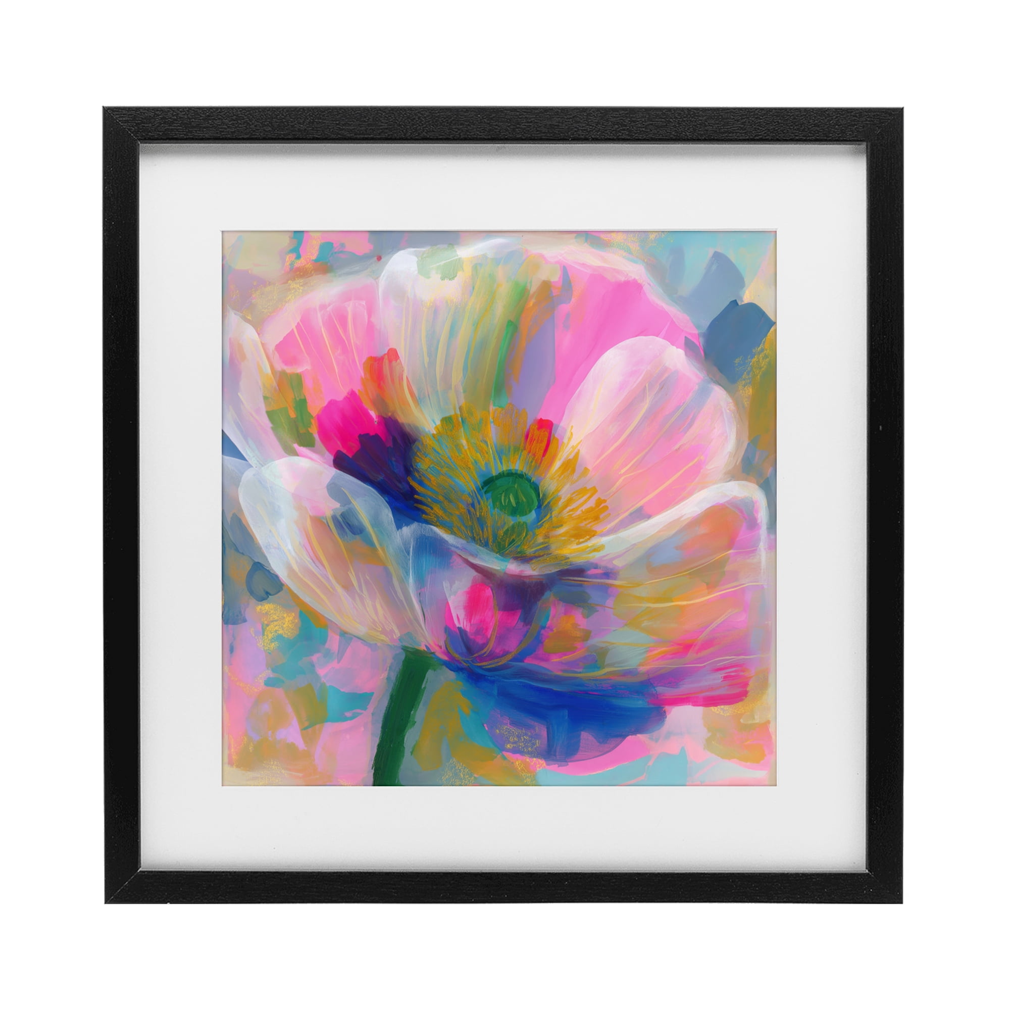 Stupell Industries Backlit Kaleidoscopic Poppy Black Framed Print Under Glass, design by Chromatic Storm Studio