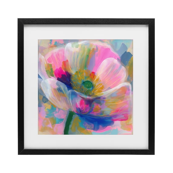 Stupell Industries Contemporary Backlit Kaleidoscopic Poppy Black Framed Print Under Glass, 13 x 13, by Chromatic Storm Studio