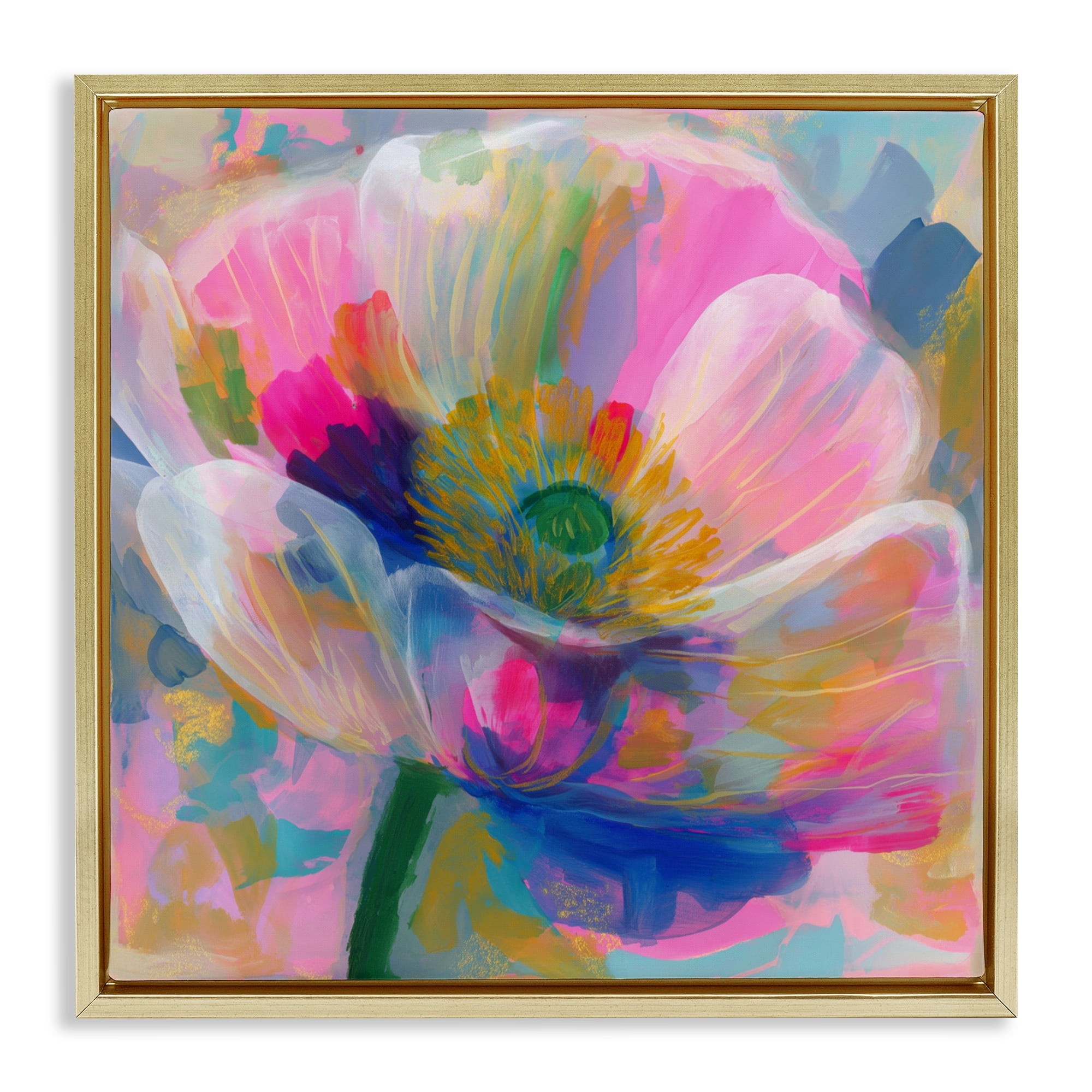 Stupell Industries Backlit Kaleidoscopic Poppy Gold Framed Floater Canvas Wall Art, design by Chromatic Storm Studio