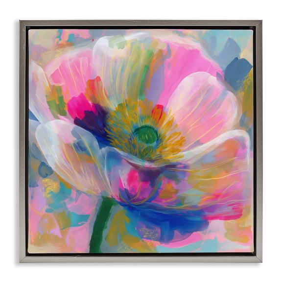 Stupell Industries Backlit Kaleidoscopic Poppy Gray Framed Floater Canvas Wall Art, design by Chromatic Storm Studio