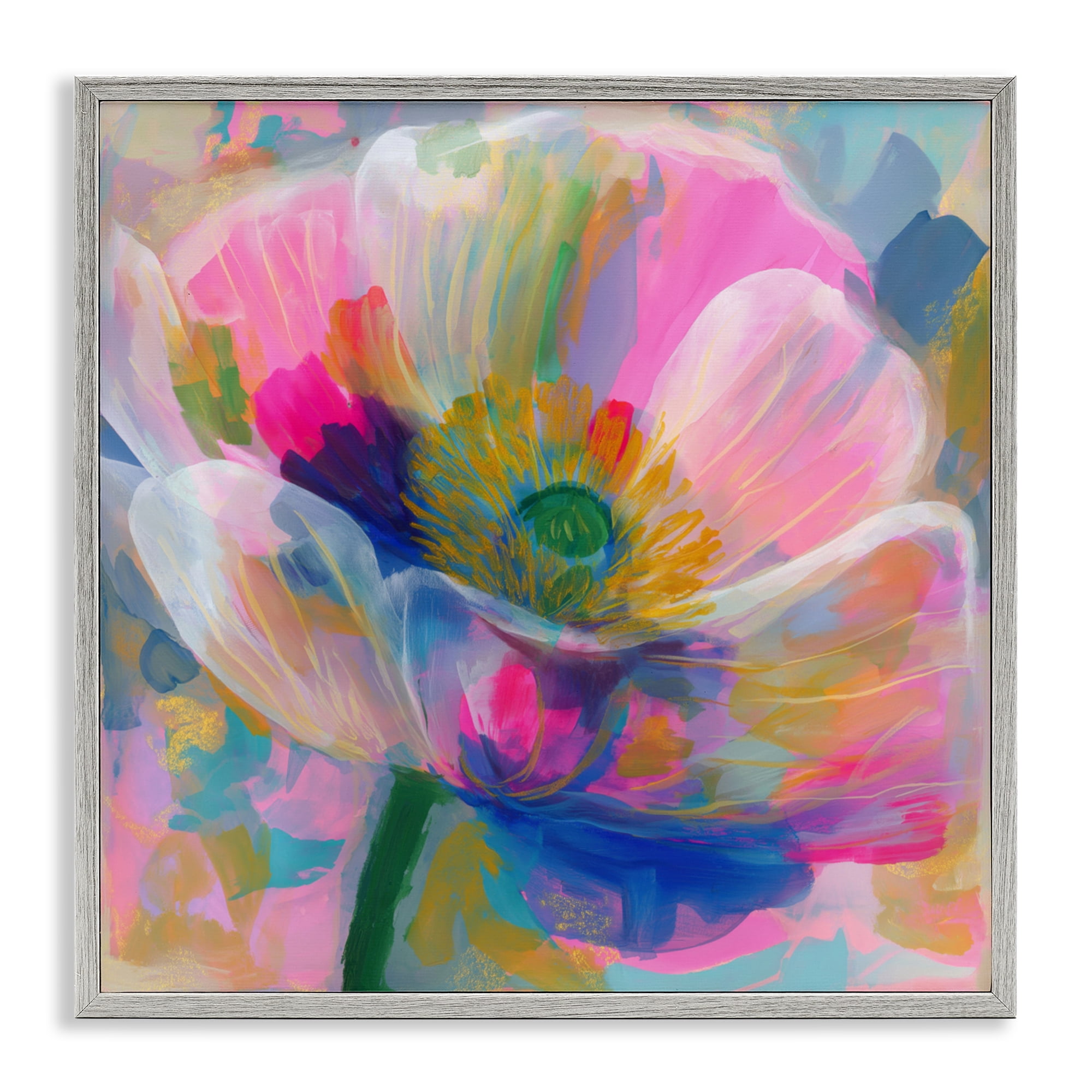 Stupell Industries Backlit Kaleidoscopic Poppy Gray Framed Giclee Art, design by Chromatic Storm Studio