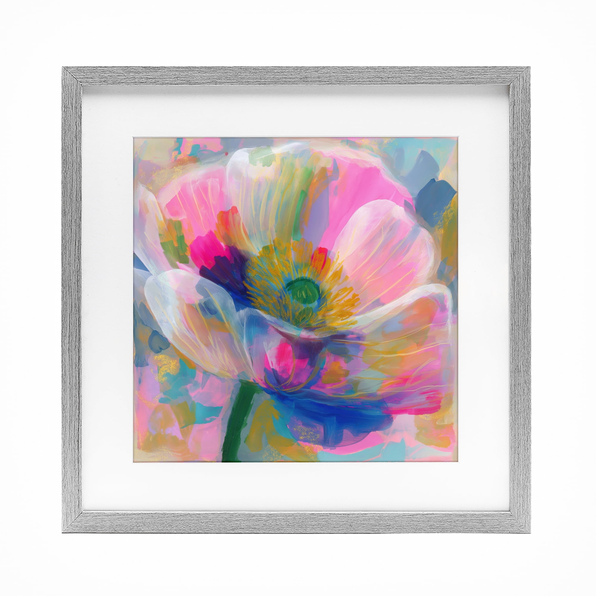 Stupell Industries Backlit Kaleidoscopic Poppy Gray Framed Print Under Glass, design by Chromatic Storm Studio