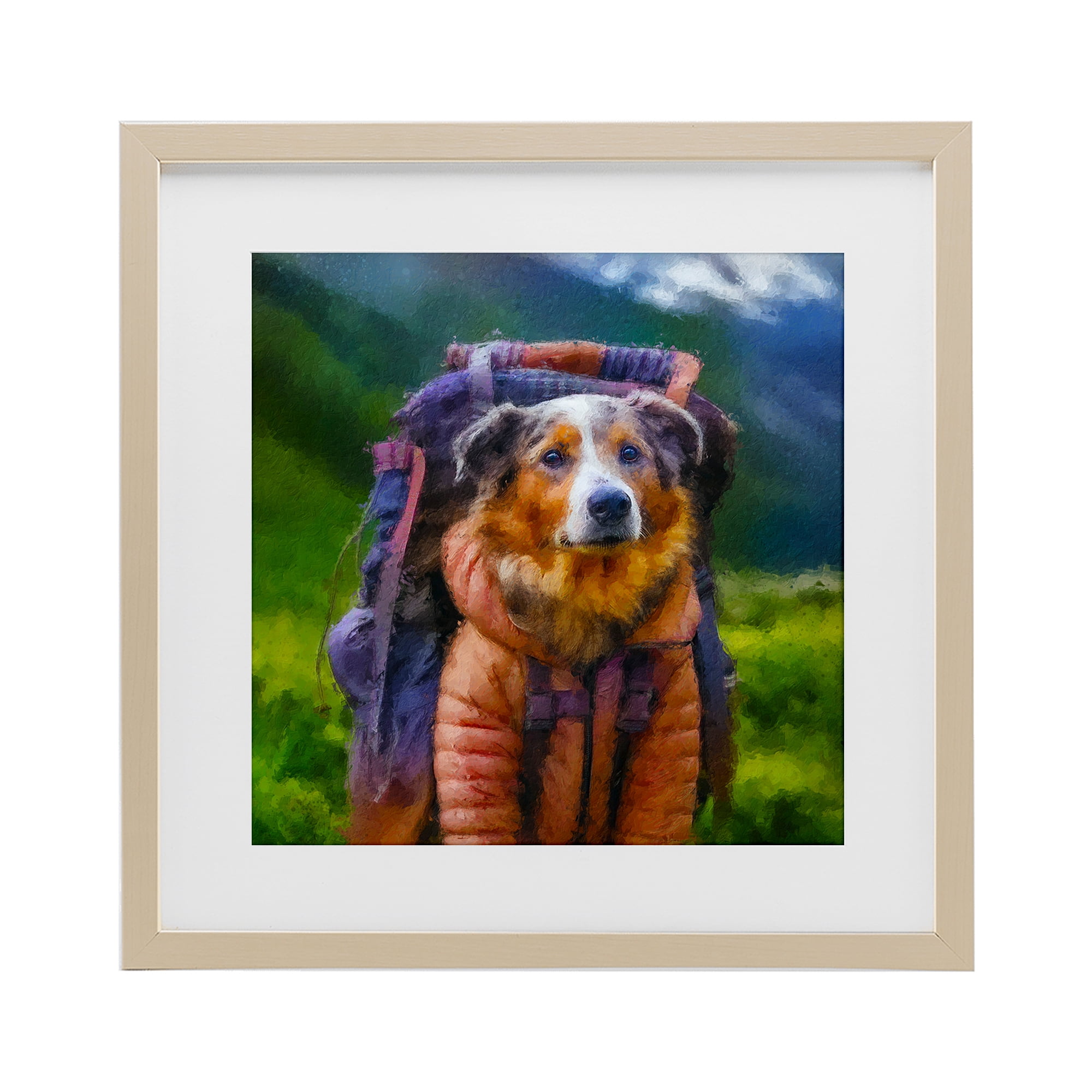 Stupell Industries Backpacking Hiker Dog Birch Framed Print Under Glass, design by Sean Parnell