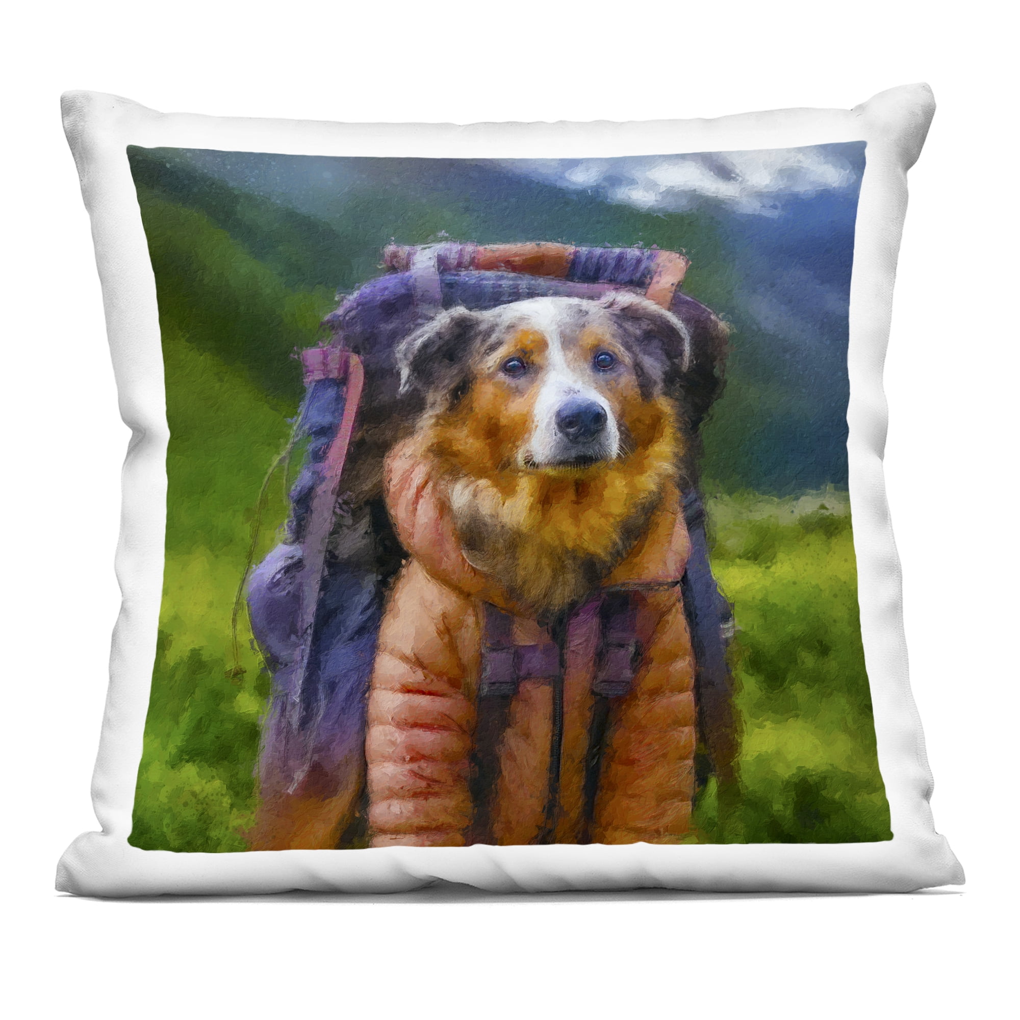 Stupell Industries Backpacking Hiker Dog Decorative Printed Throw Pillow, design by Sean Parnell, 18 x 7 x 18