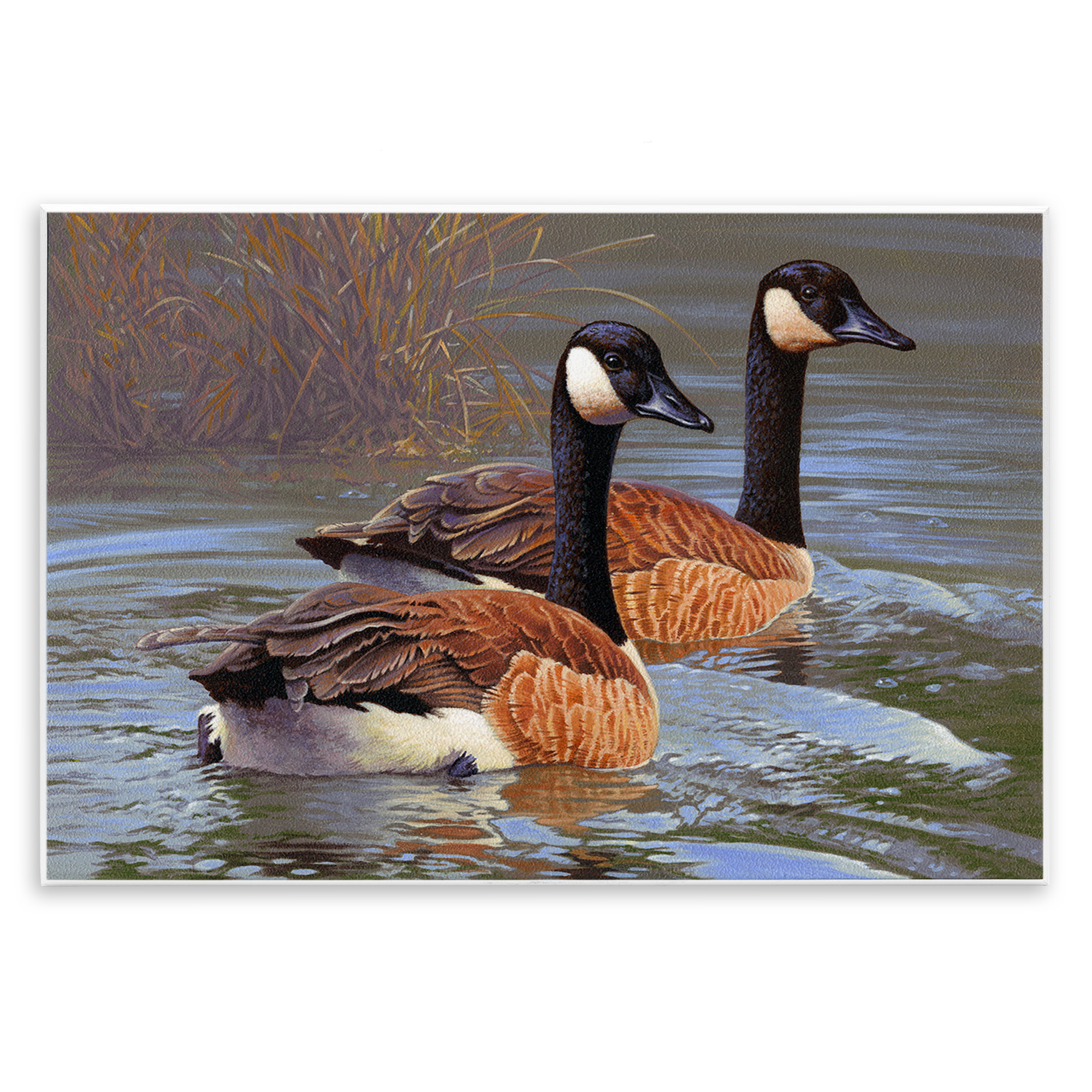 Stupell Industries Backwater Canada Geese Animals Painting Unframed Art Print Wall Art, 19 x 13