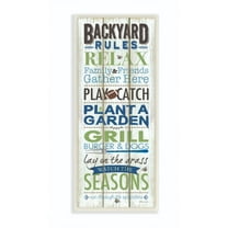 Stupell Industries Backyard Rules Word Family Wood Textured Word Design Wall Plaque Art by Stephanie Workman Marrott