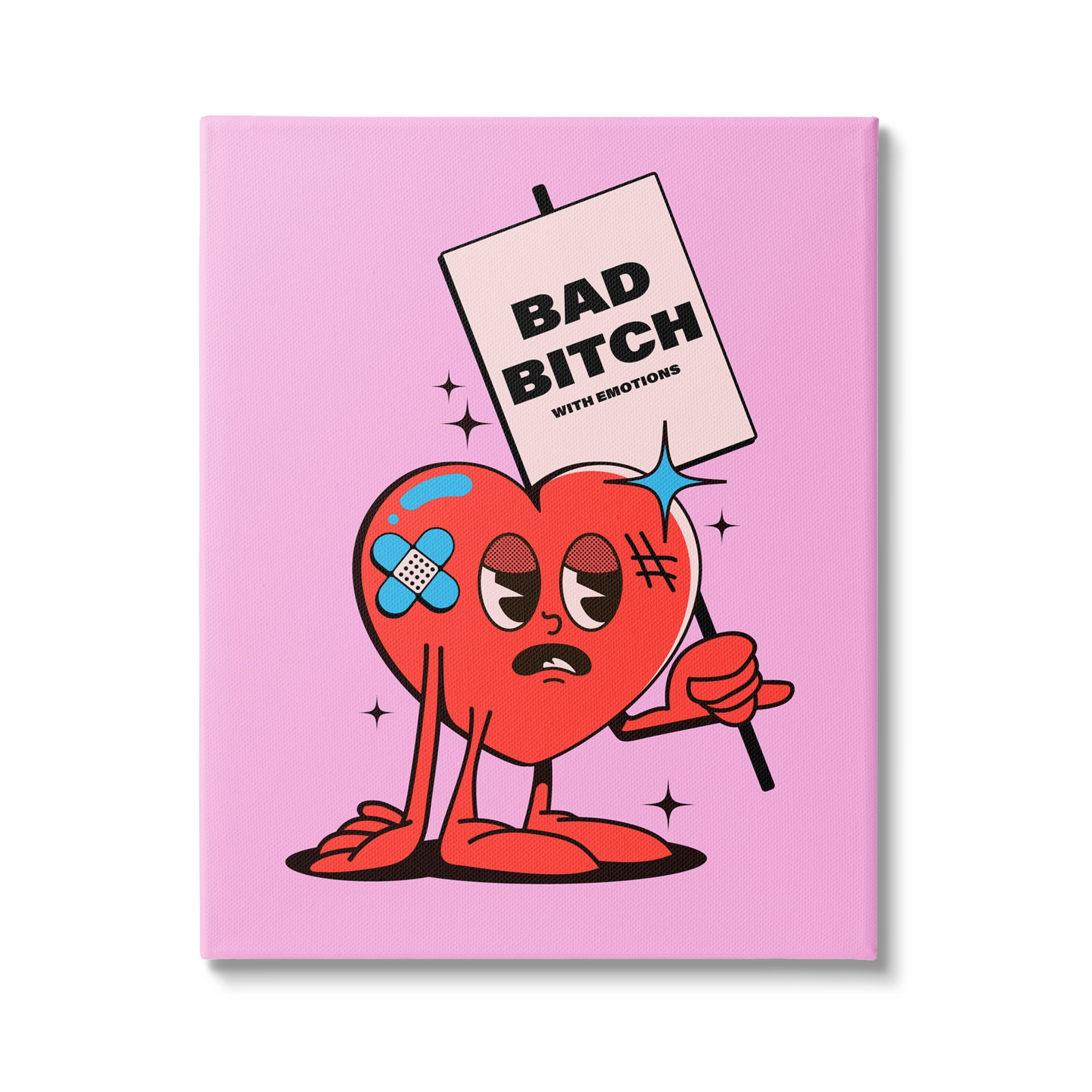 Stupell Industries Bad B*tch Emotional Heart Abstract Painting Gallery Wrapped Canvas Art Print Wall Art, 36 x 48