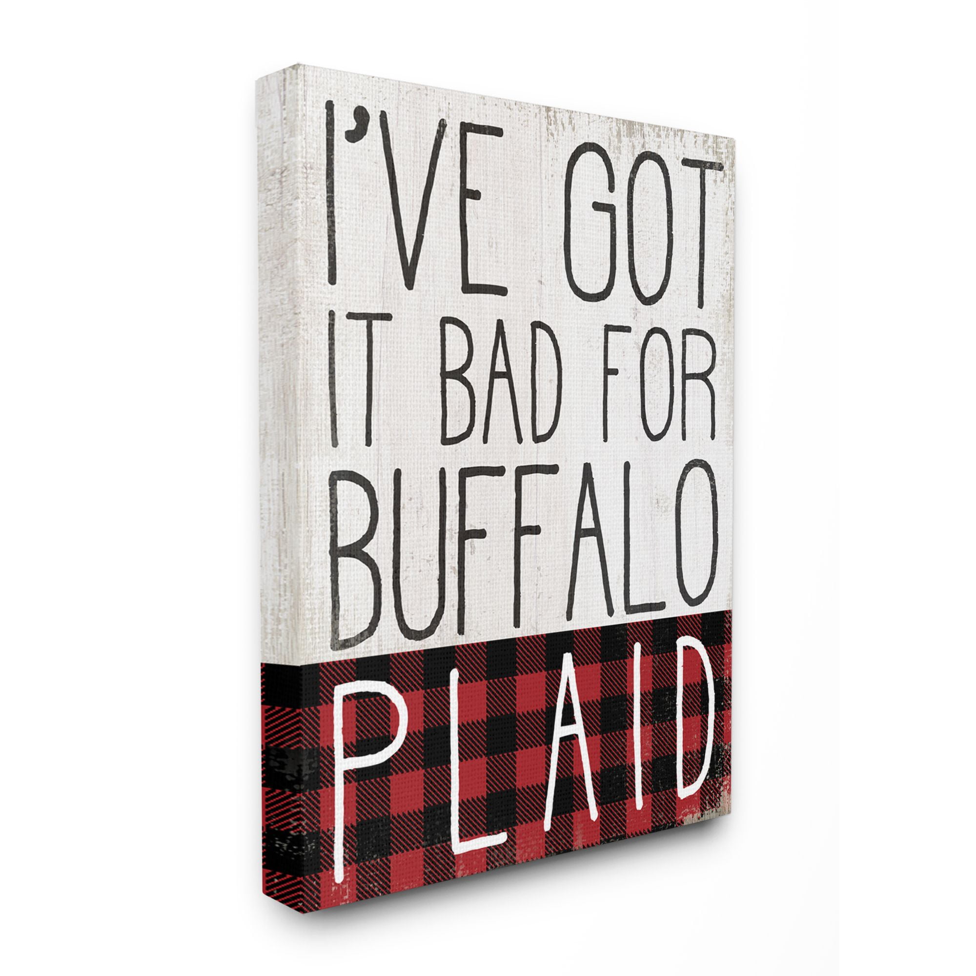 Stupell Industries Bad For Buffalo Plaid Funny Seasonal Autumn Fall Word Design Canvas Wall Art by Daphne Polselli