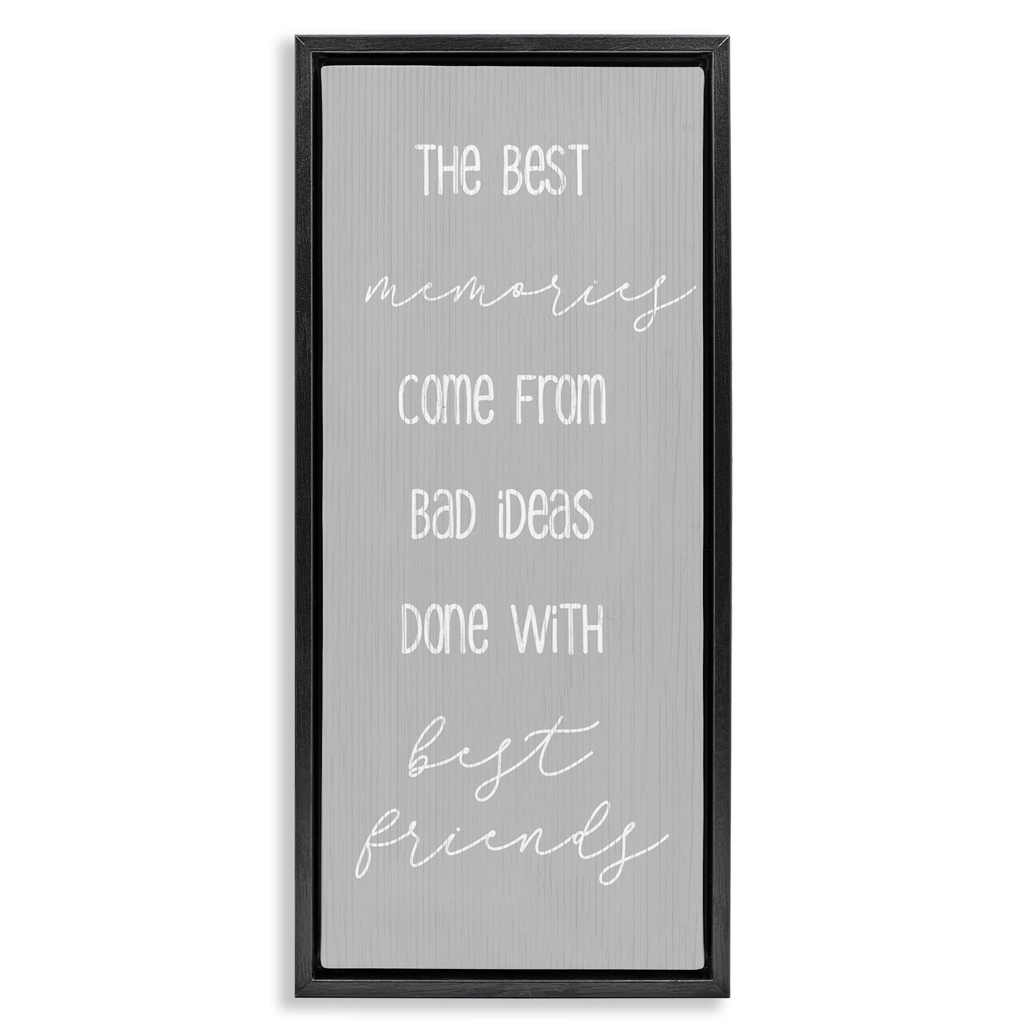 Stupell Industries Bad Ideas with Friends Typography Painting Black Floater Framed Art Print Wall Art, 11 x 25