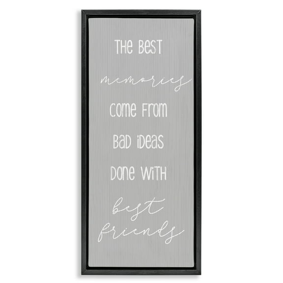 Stupell Industries Bad Ideas with Friends Typography Painting Black Floater Framed Art Print Wall Art, 11 x 25