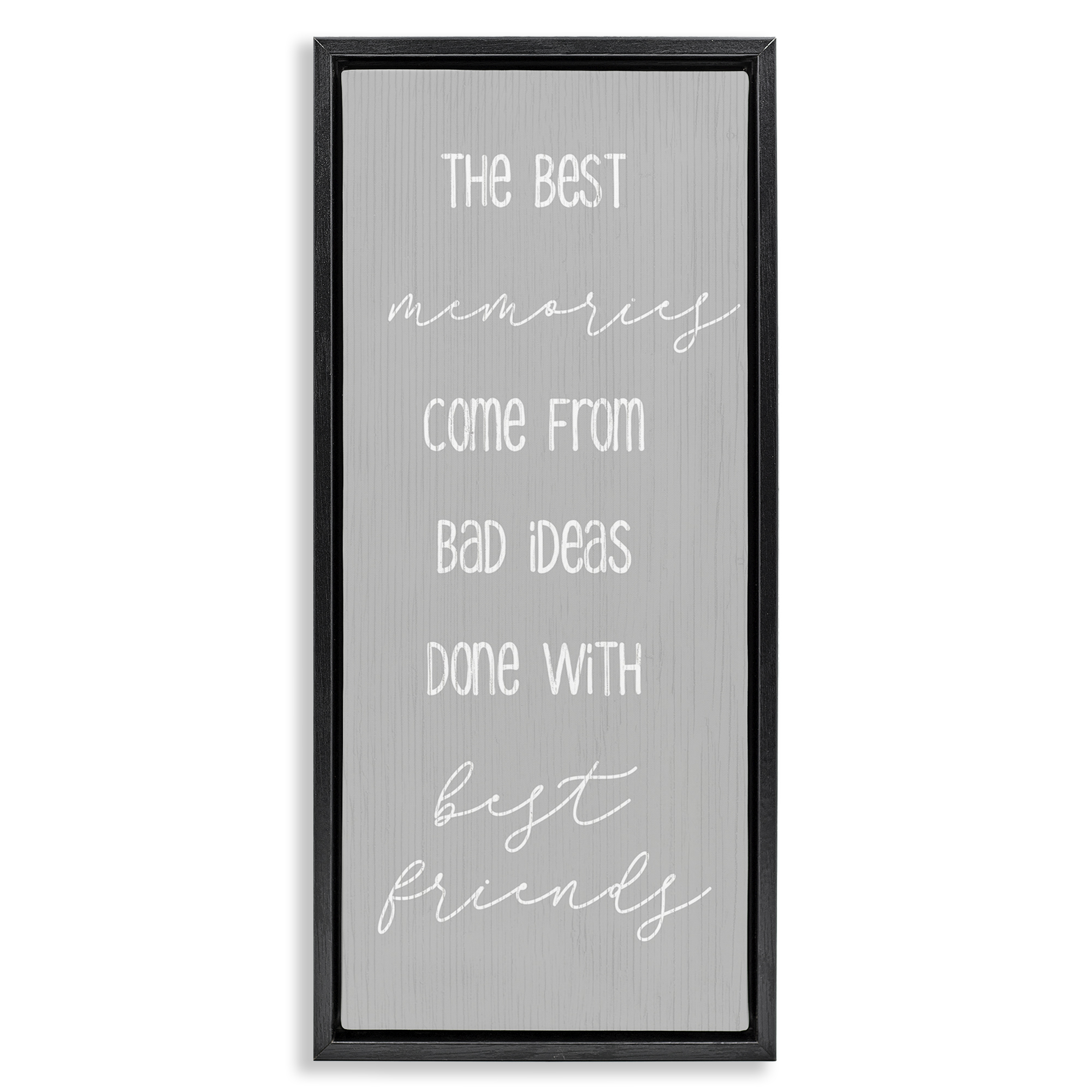 Stupell Industries Bad Ideas with Friends Typography Painting Black Floater Framed Art Print Wall Art, 15 x 31