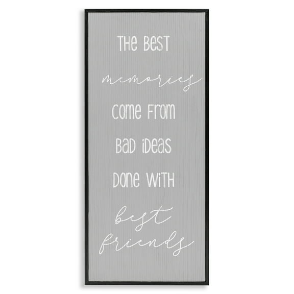 Stupell Industries Bad Ideas with Friends Typography Painting Black Framed Art Print Wall Art, 10 x 24