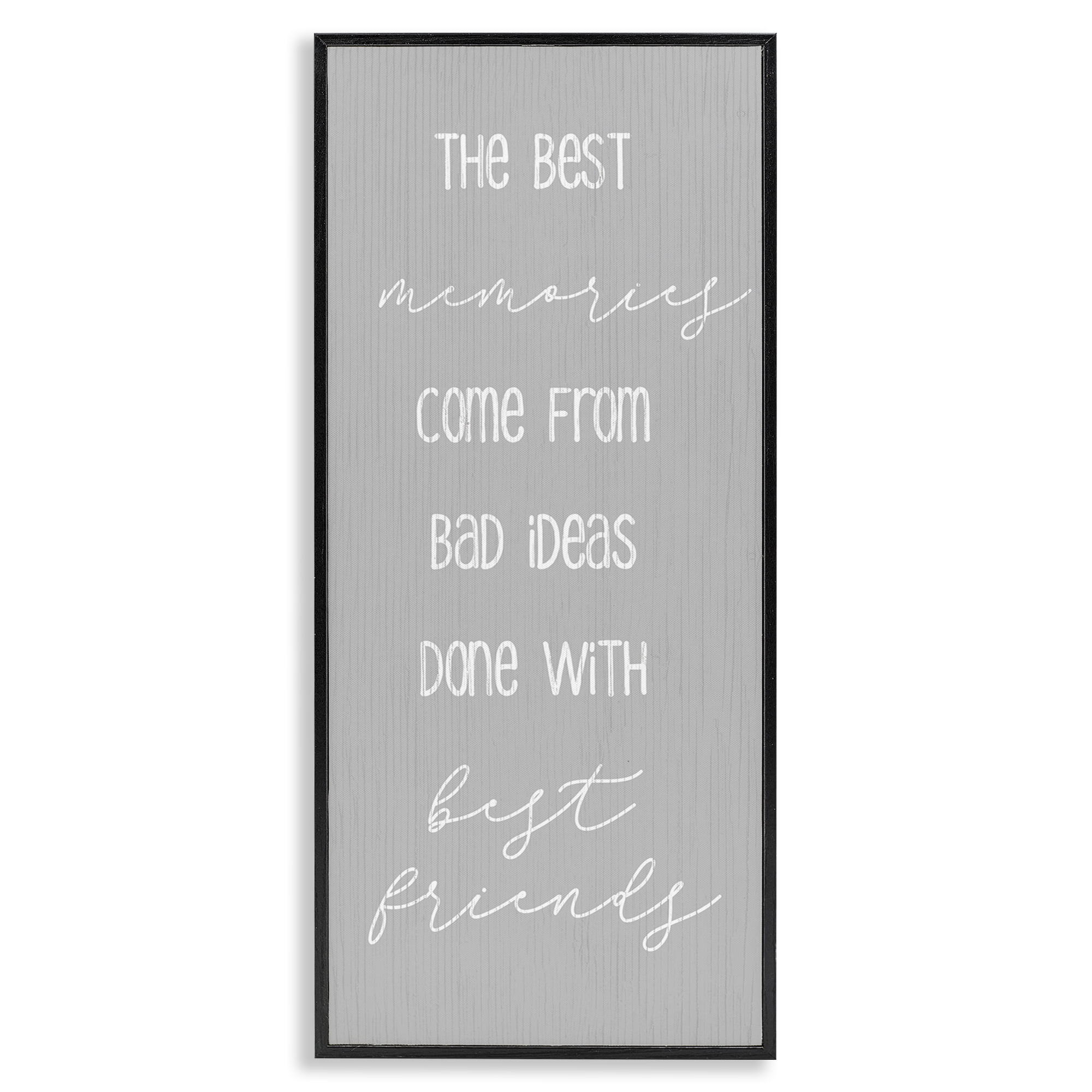 Stupell Industries Bad Ideas with Friends Typography Painting Black Framed Art Print Wall Art, 13 x 30
