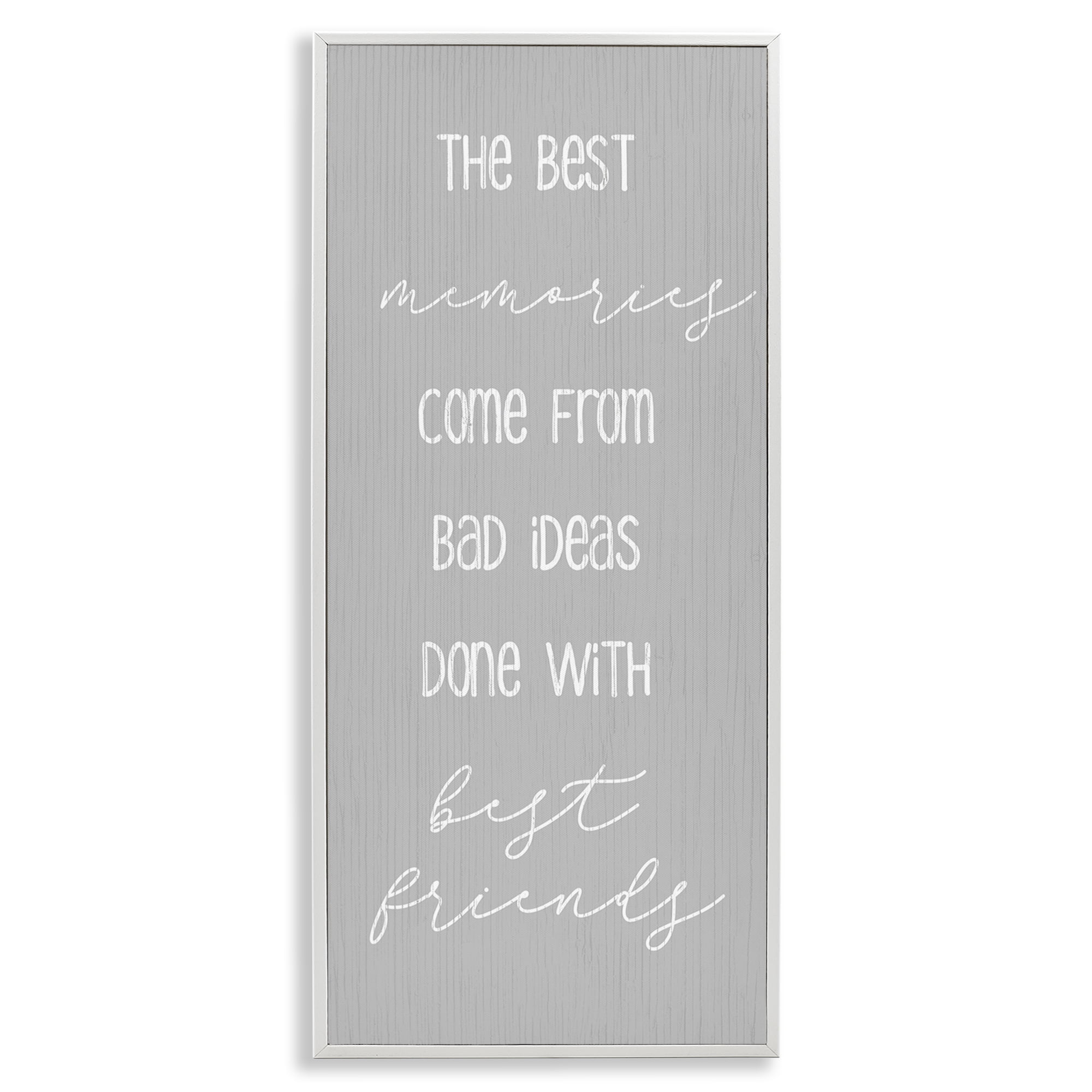 Stupell Industries Bad Ideas with Friends Typography Painting White Framed Art Print Wall Art, 10 x 24
