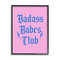 Stupell Industries Bad*ss Babes Club Phrase Inspirational Painting Black Framed Art Print Wall Art, 11 x 14
