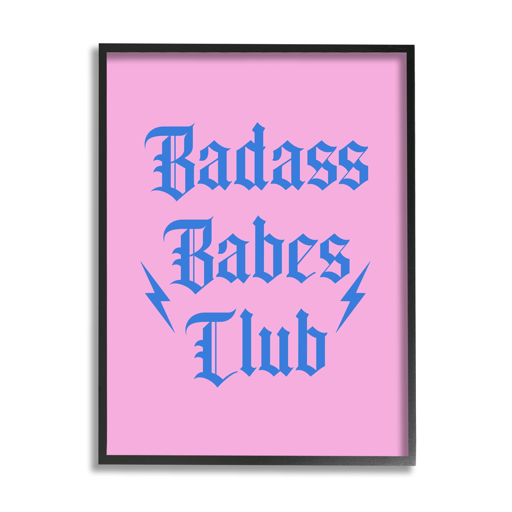 Stupell Industries Bad*ss Babes Club Phrase Inspirational Painting Black Framed Art Print Wall Art, 16 x 20