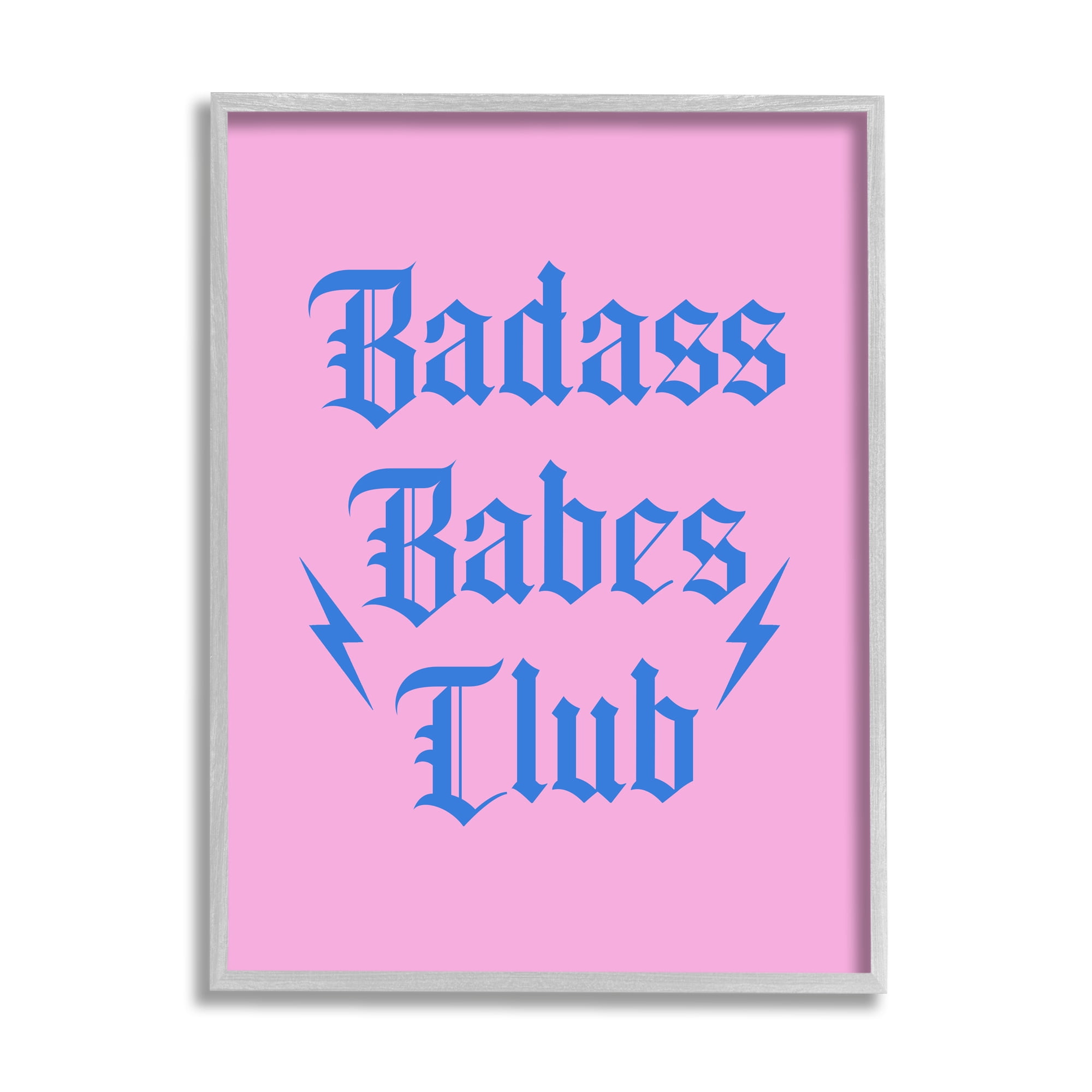 Stupell Industries Bad*ss Babes Club Phrase Inspirational Painting Gray Framed Art Print Wall Art, 11 x 14