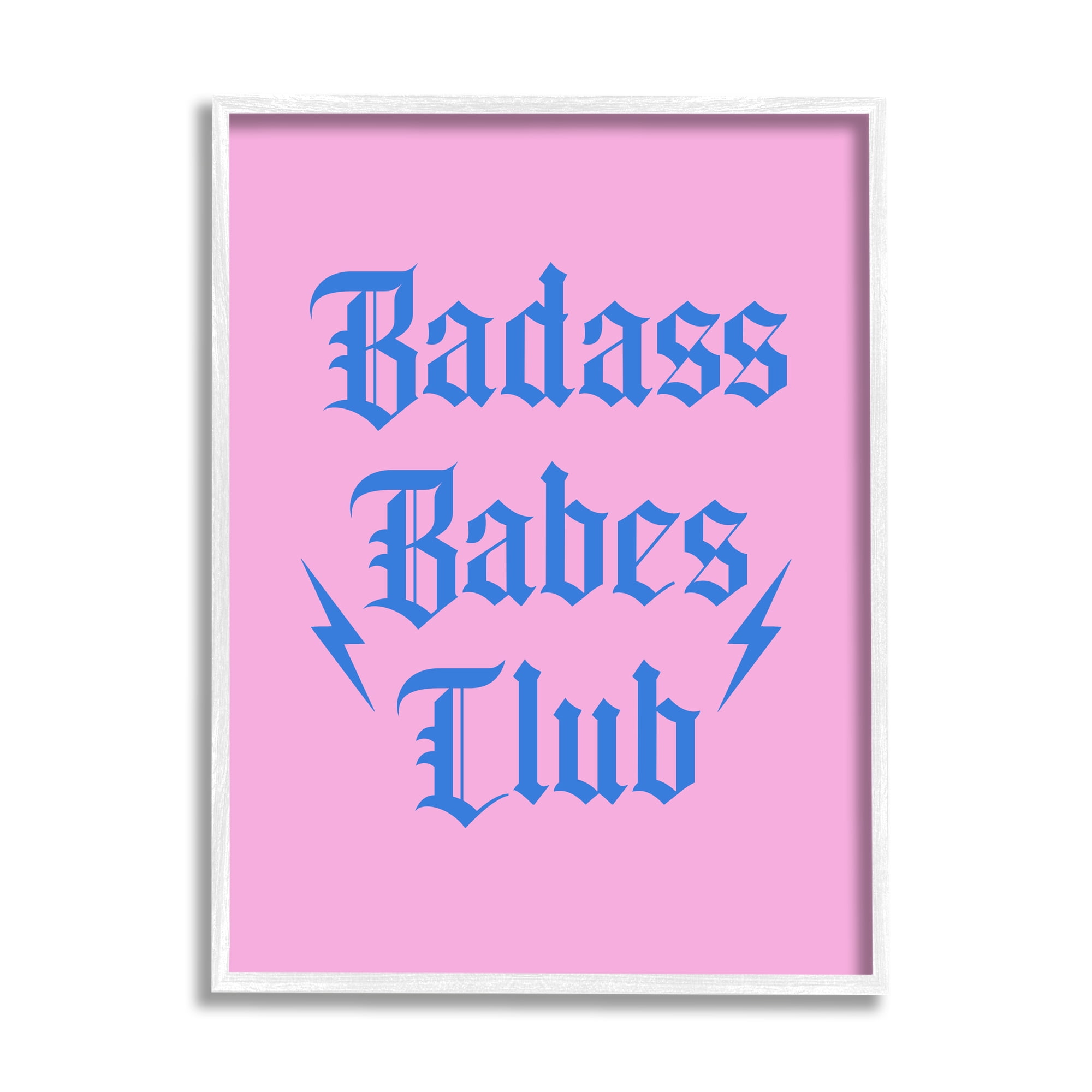 Stupell Industries Bad*ss Babes Club Phrase Inspirational Painting White Framed Art Print Wall Art, 16 x 20