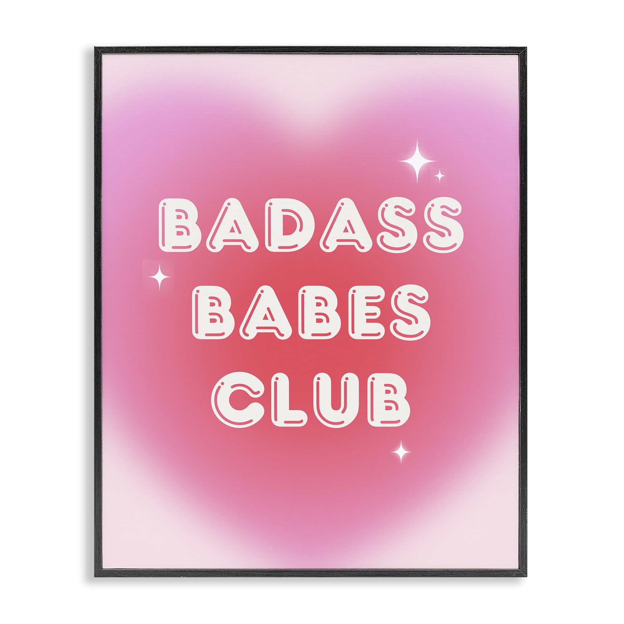 Stupell Industries Bad*ss Babes Club Text & Numbers Painting Black Framed Art Print Wall Art, 16 x 20