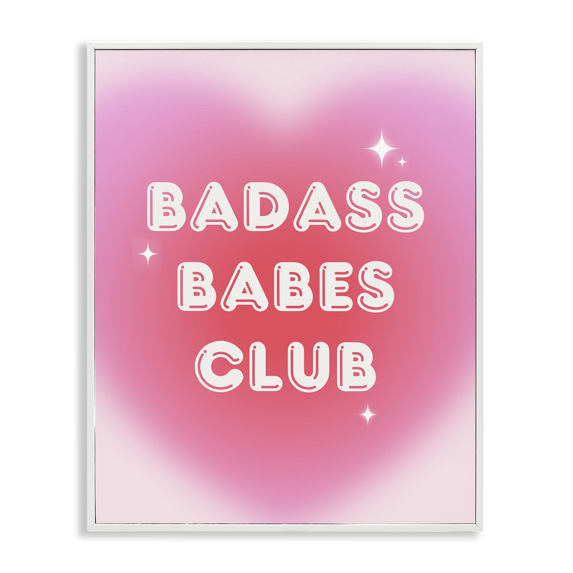 Stupell Industries Bad*ss Babes Club Text & Numbers Painting White Framed Art Print Wall Art, 11 x 14