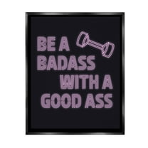 Stupell Industries Bad*ss With Good A** Inspirational Painting Black Floater Framed Canvas Art Print Wall Art, 17 x 21