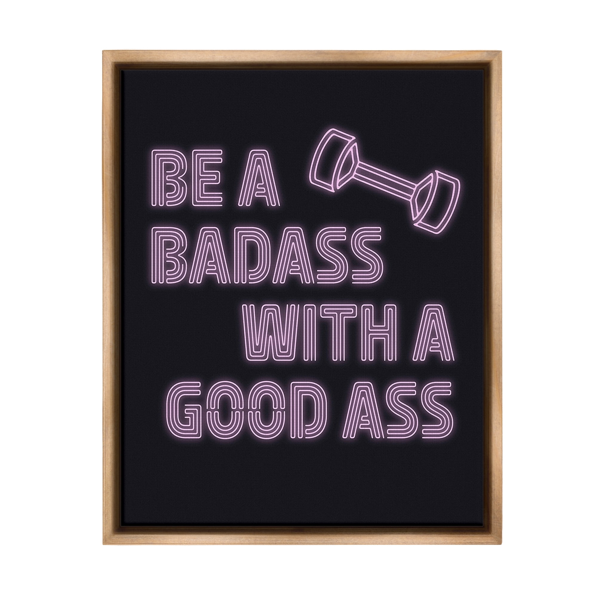 Stupell Industries Bad*ss With Good A** Inspirational Painting Brown Floater Framed Canvas Art Print Wall Art, 25 x 31