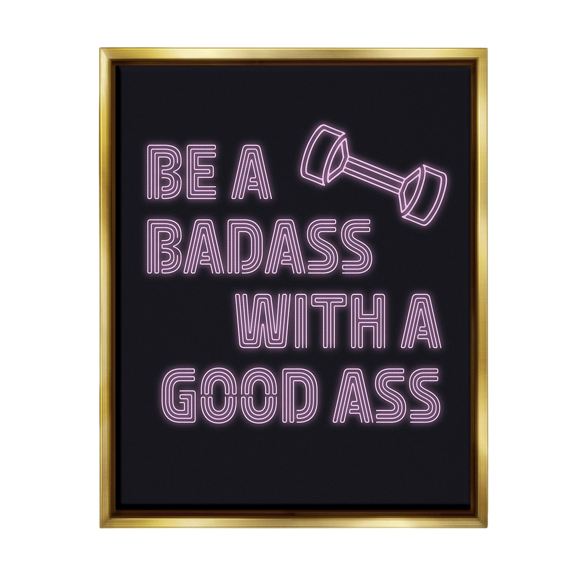 Stupell Industries Bad*ss With Good A** Inspirational Painting Gold Floater Framed Canvas Art Print Wall Art, 17 x 21