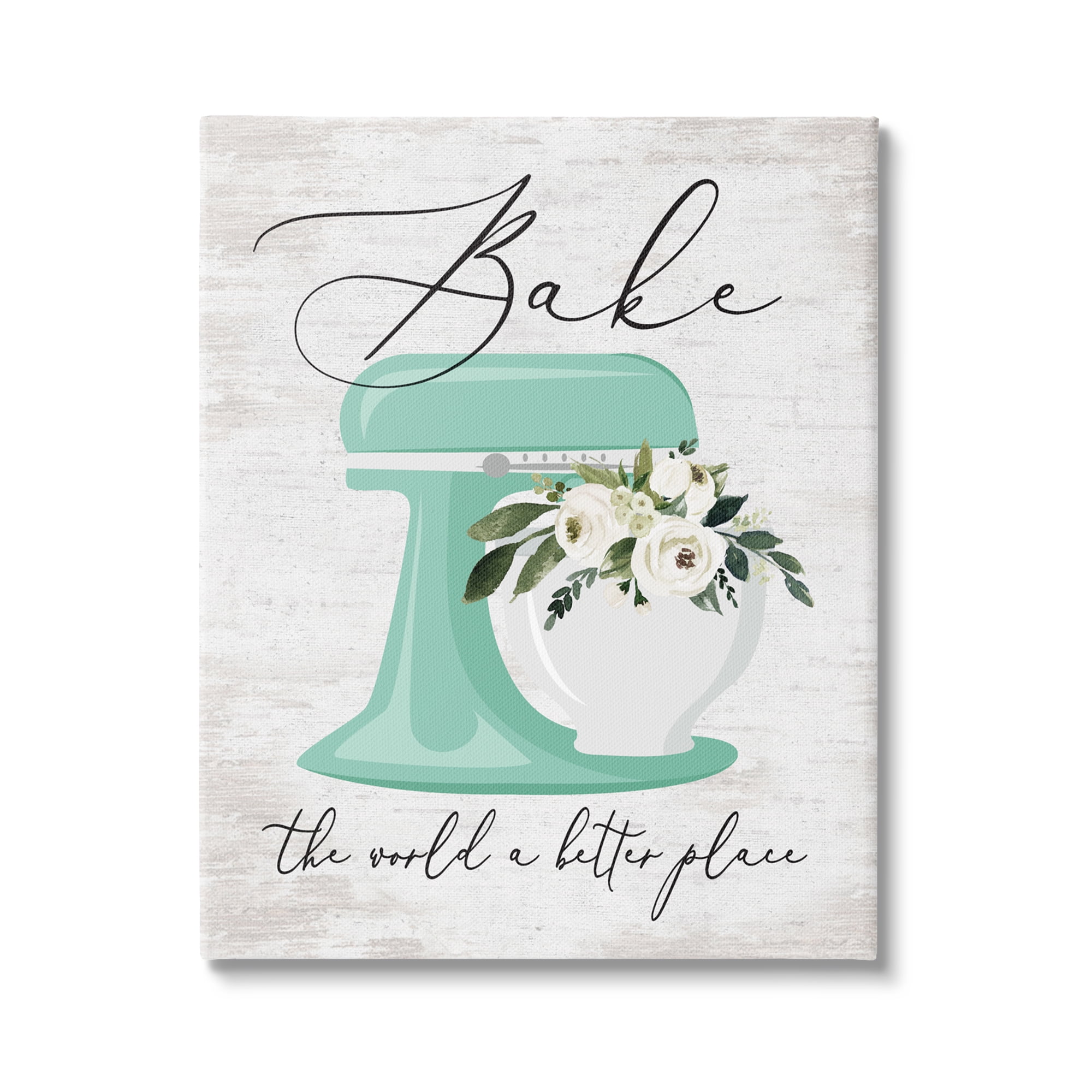 Stupell Industries Bake The World Phrase Food & Beverage Painting Gallery Wrapped Canvas Print Wall Art, 16 x 20