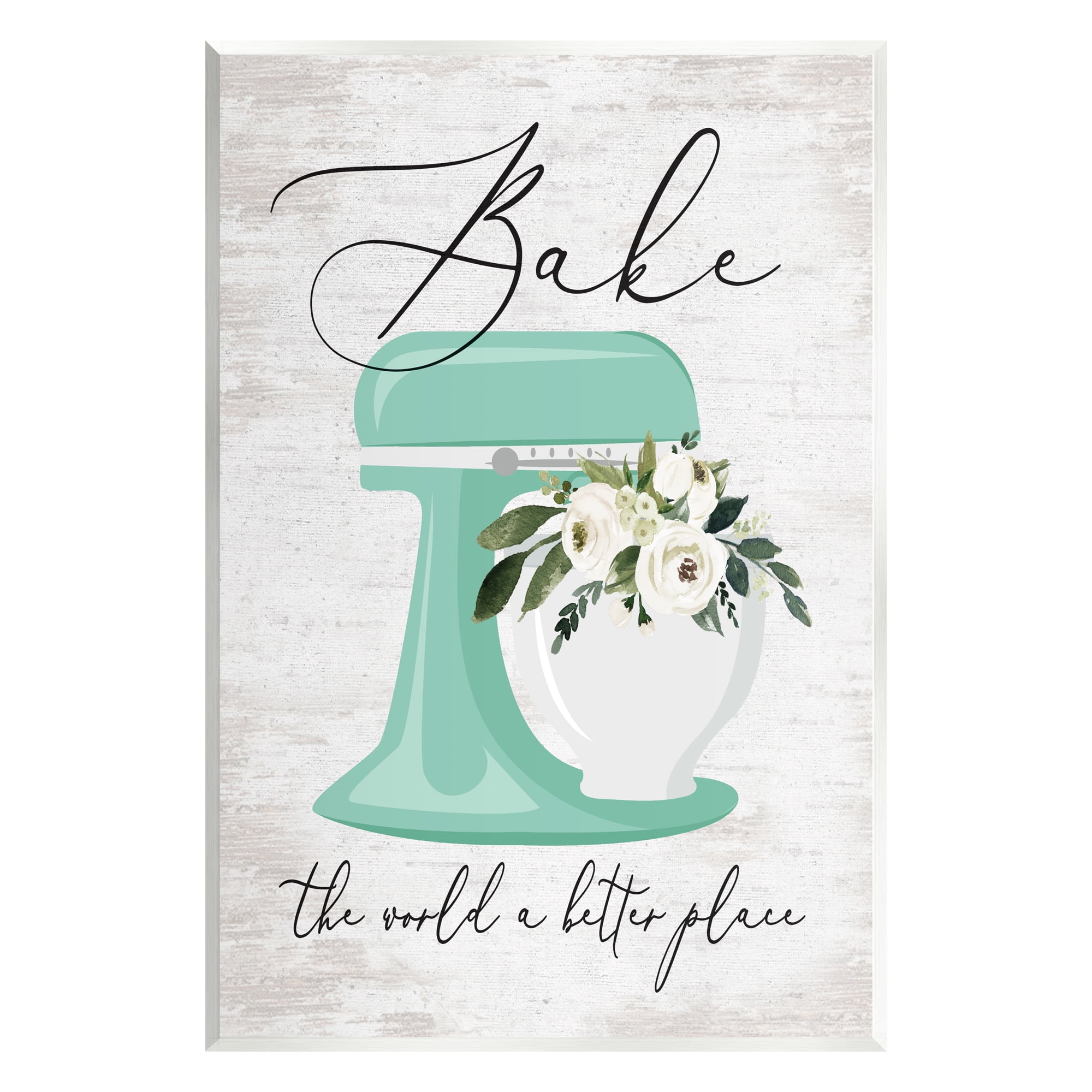 Stupell Industries Bake The World Phrase Food & Beverage Painting Unframed Art Print Wall Art, 13 x 19