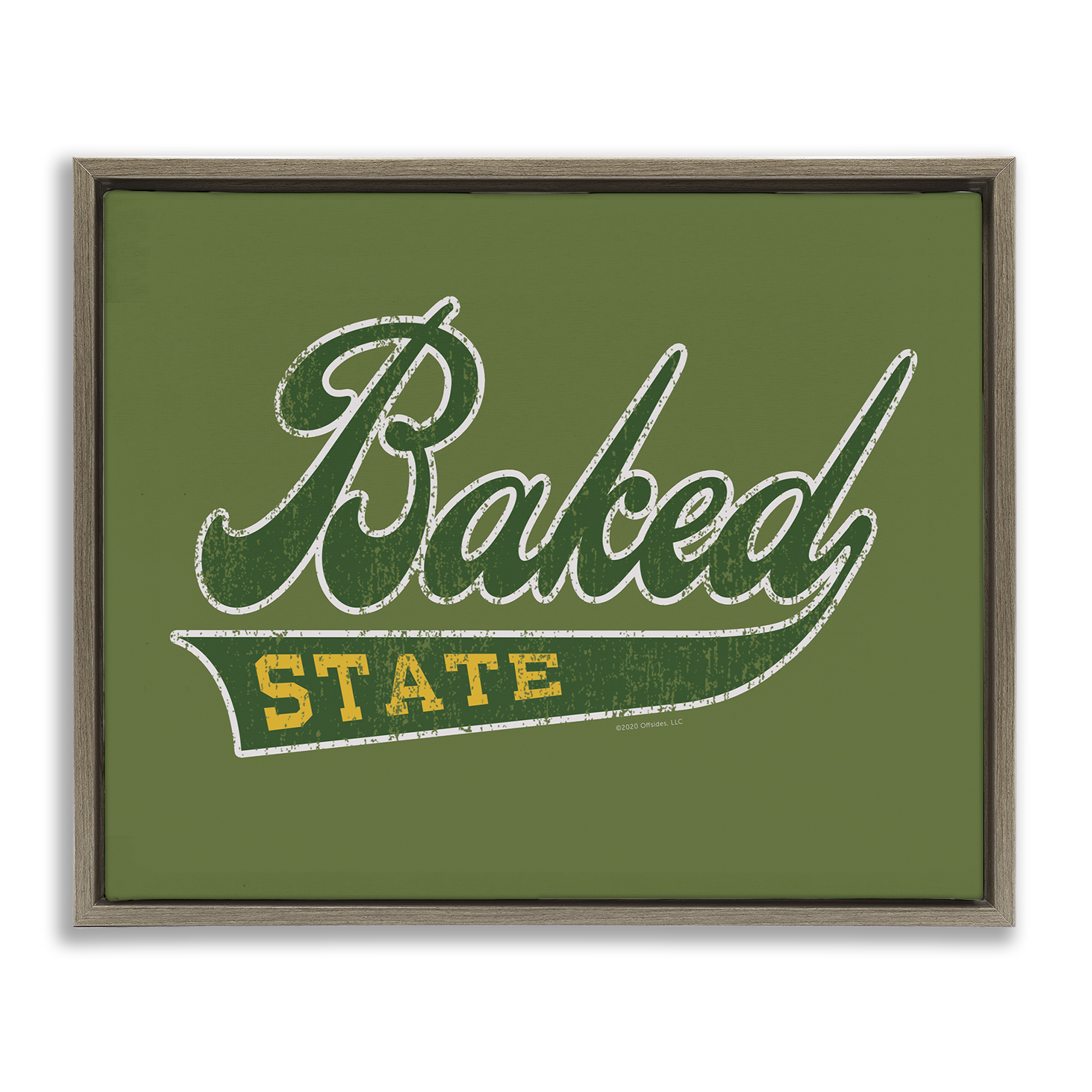 Stupell Industries Baked State Varsity Style Text & Numbers Painting Brown Floater Framed Canvas Art Print Wall Art, 21 x 17