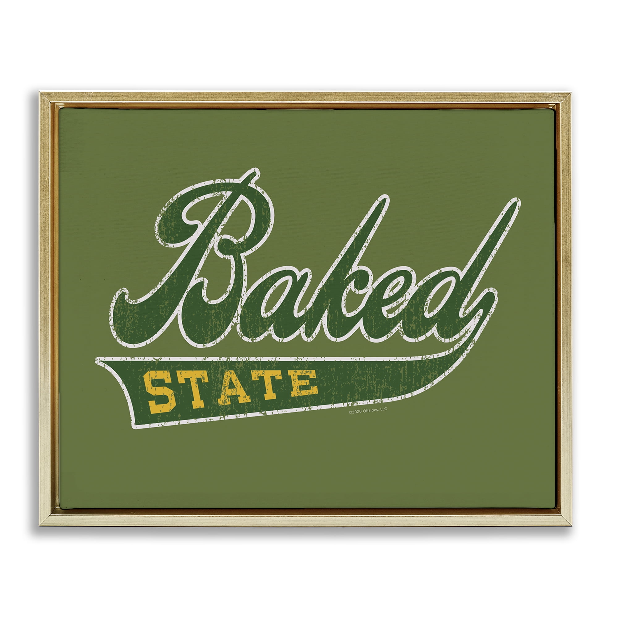 Stupell Industries Baked State Varsity Style Text & Numbers Painting Gold Floater Framed Canvas Art Print Wall Art, 21 x 17