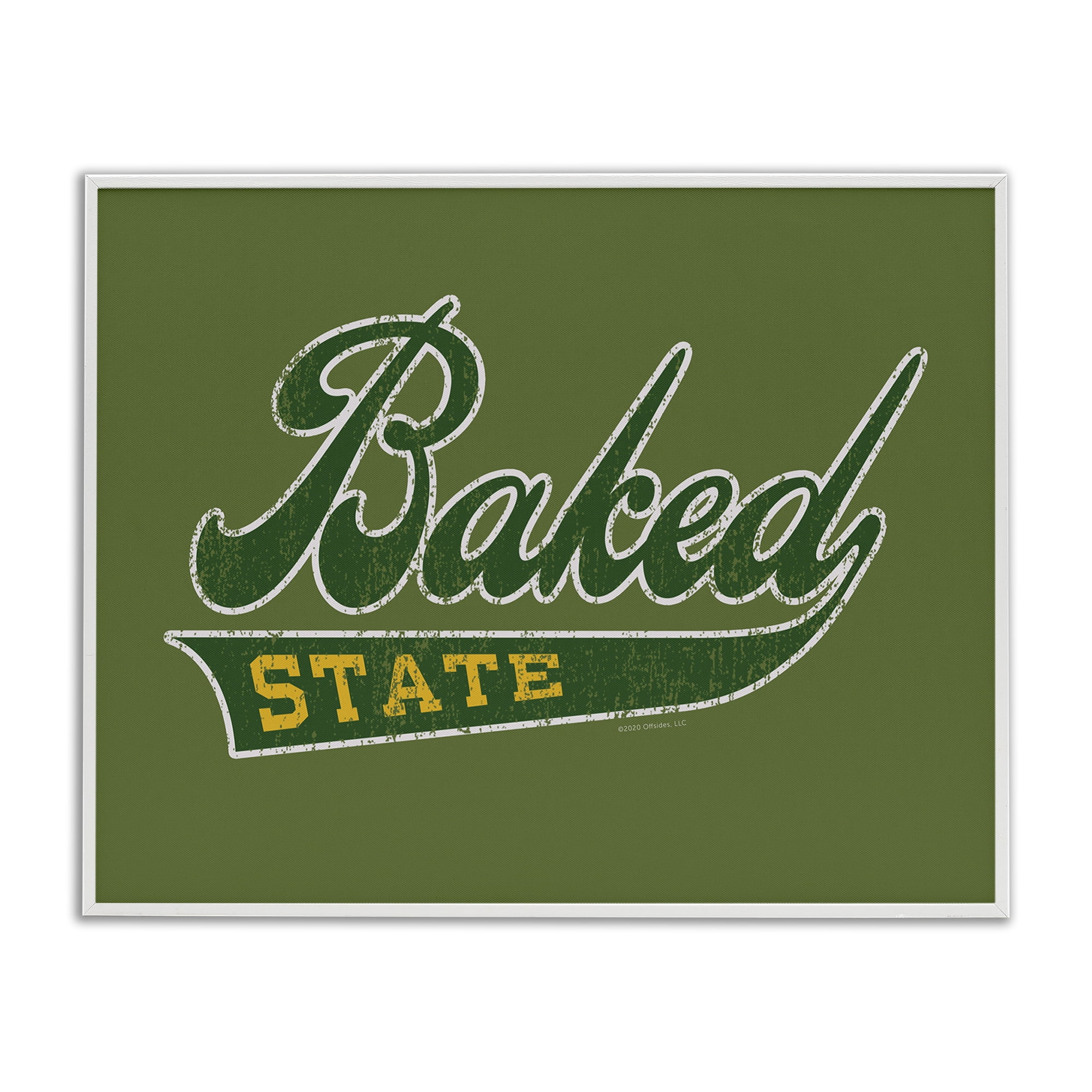 Stupell Industries Baked State Varsity Style Text & Numbers Painting White Framed Art Print Wall Art, 20 x 16
