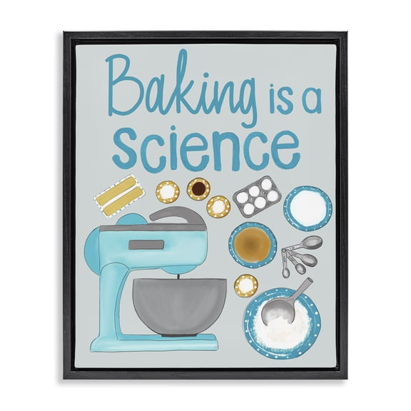 Stupell Industries Baking Is A Science Black Framed Floater Canvas Wall Art design by Christine Becker, 21 x 17