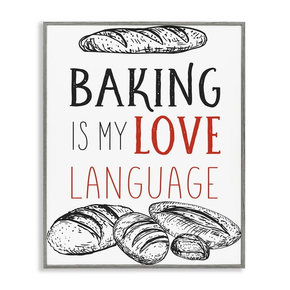 Stupell Industries Baking My Love Language Gray Framed Giclee Art design by Diane Labombarbe, 30 x 24