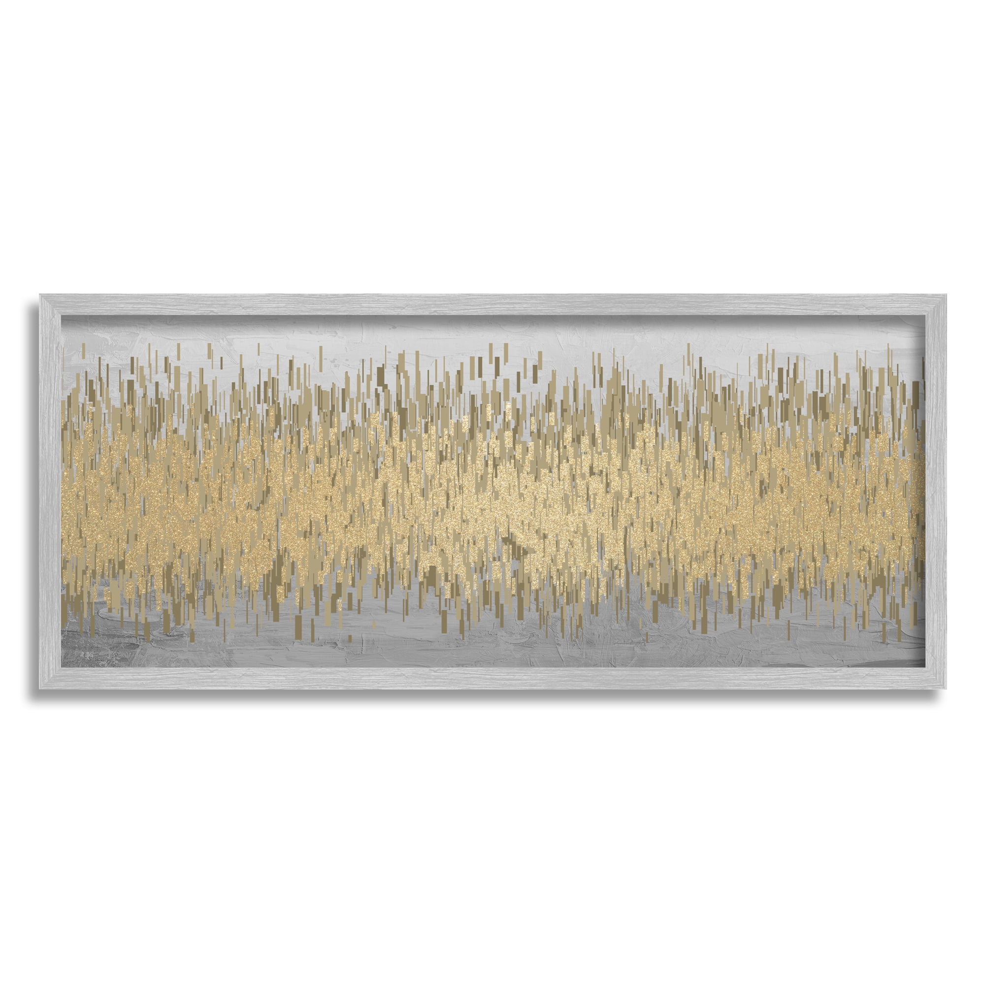 Stupell Industries Balance Gold Abstract Abstract Painting Gray Framed Art Print Wall Art, 24 x 10