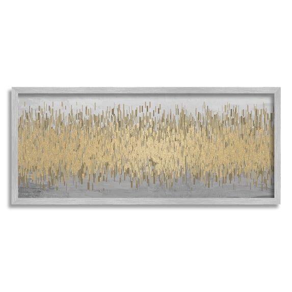 Stupell Industries Balance Gold Abstract Abstract Painting Gray Framed Art Print Wall Art, 24 x 10