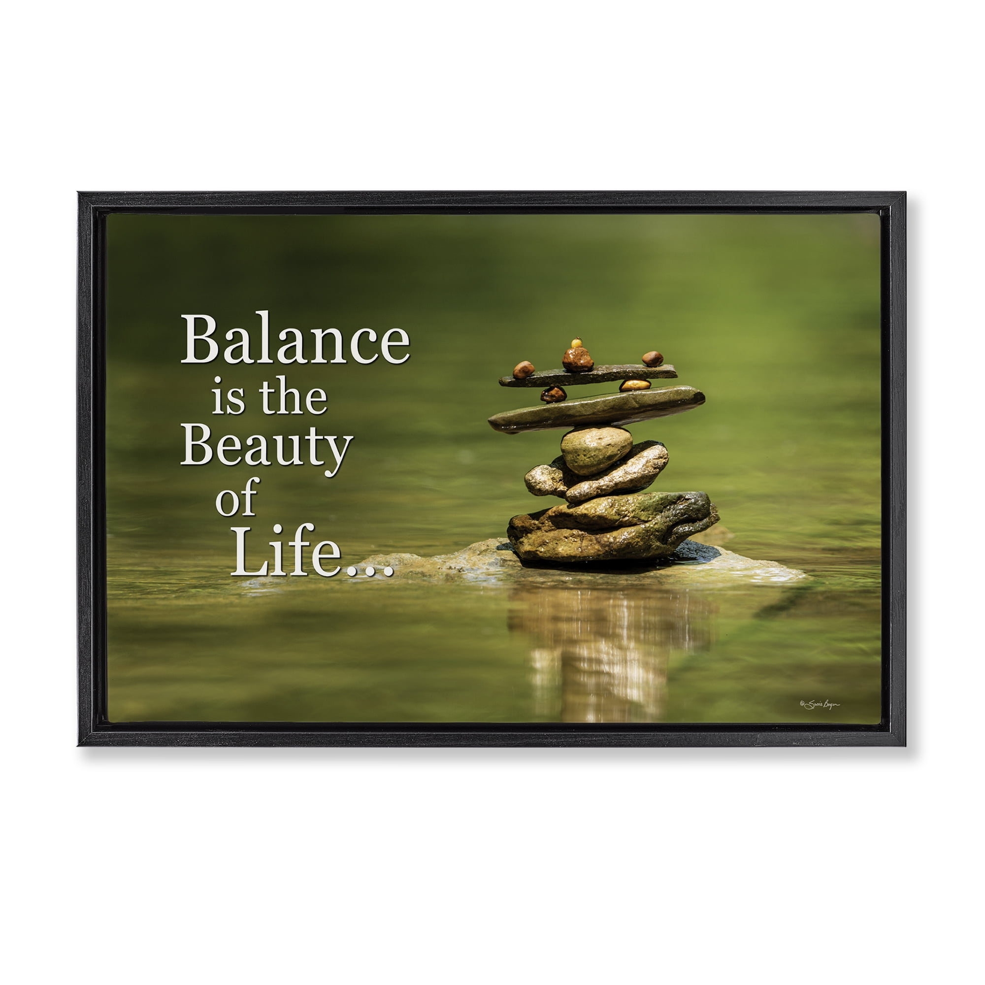 Stupell Industries Balance Is Beauty Landscape & Nature Painting Black Floater Framed Canvas Art Print Wall Art, 25 x 17