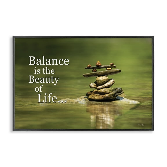 Stupell Industries Balance Is Beauty Landscape & Nature Painting Black Framed Art Print Wall Art, 18 x 12