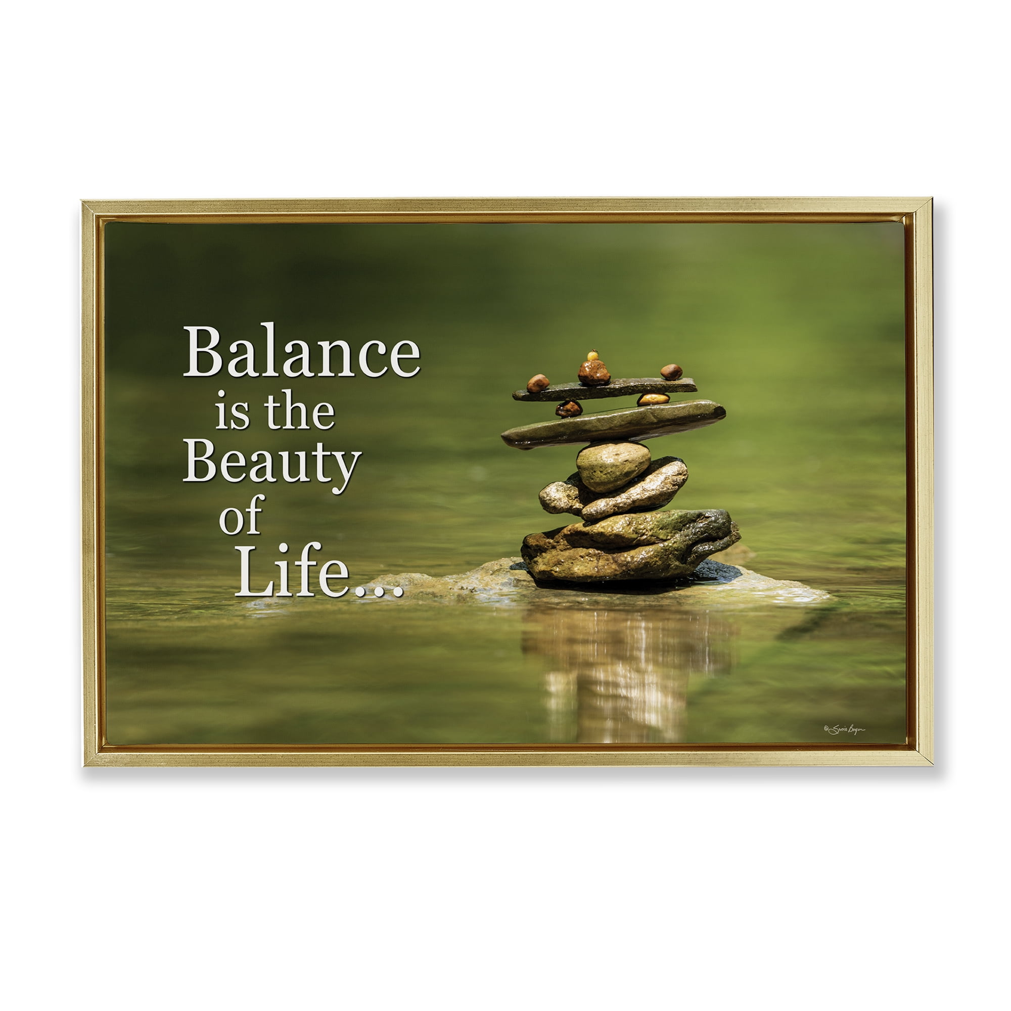 Stupell Industries Balance Is Beauty Landscape & Nature Painting Gold Floater Framed Canvas Art Print Wall Art, 31 x 21