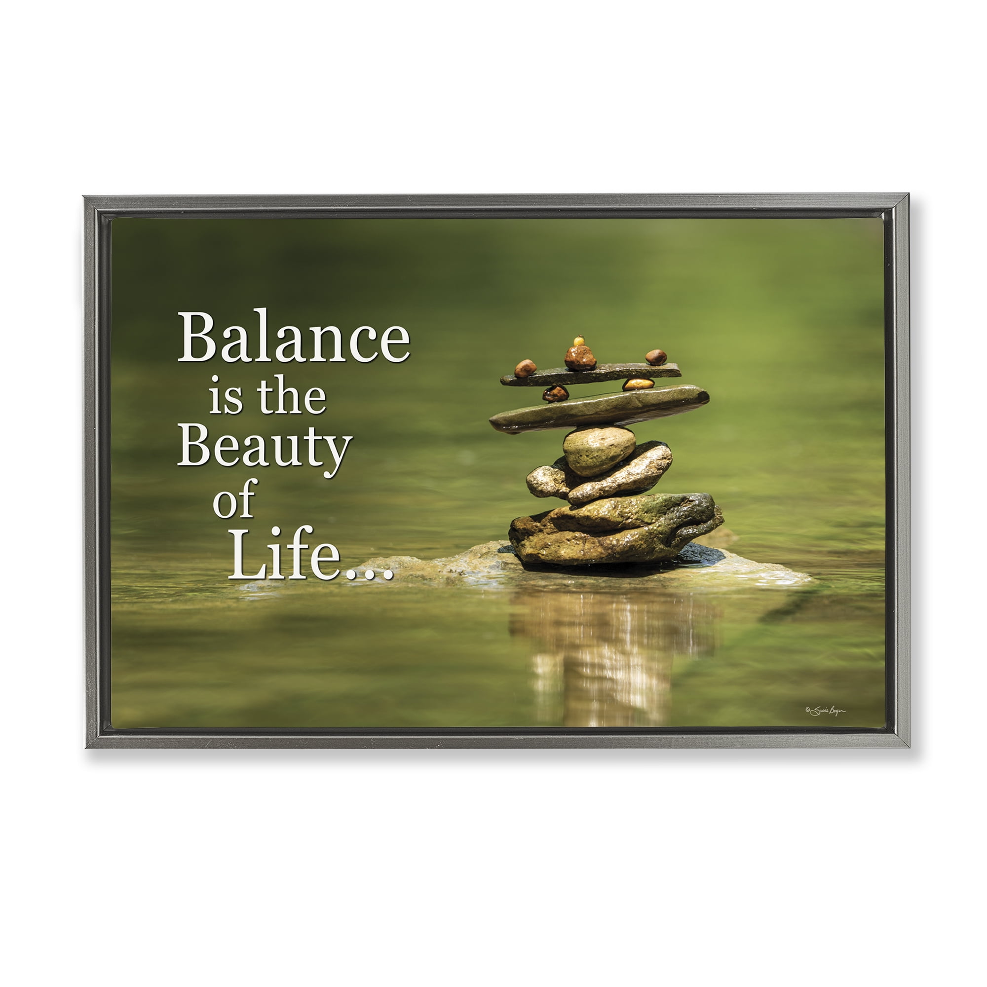 Stupell Industries Balance Is Beauty Landscape & Nature Painting Gray Floater Framed Canvas Art Print Wall Art, 25 x 17