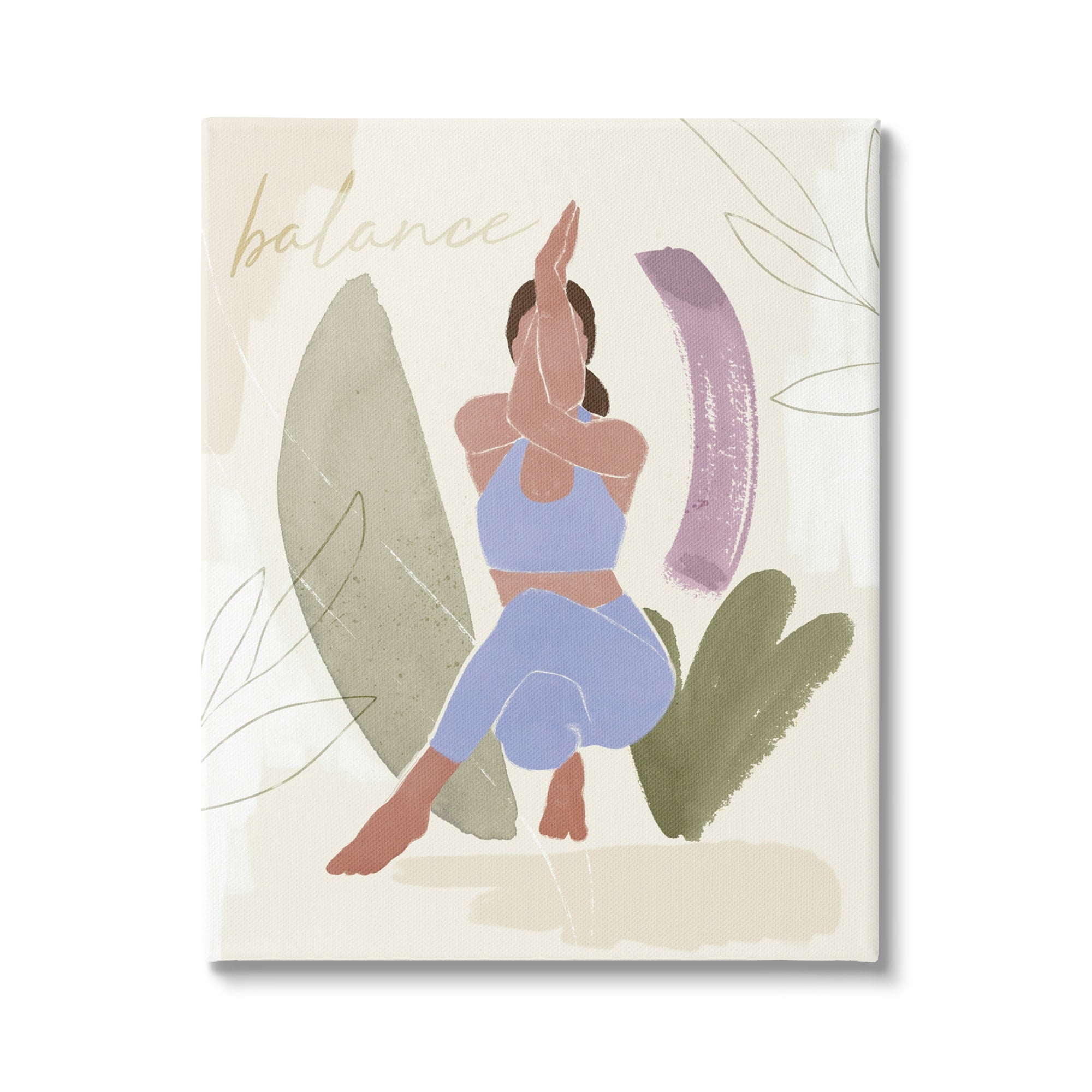 Stupell Industries Balance Text Yoga Fitness Person Botanical Brushstrokes , 16 x 20, Design by Victoria Barnes