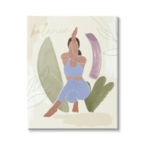 Stupell Industries Balance Text Yoga Fitness Person Botanical Brushstrokes , 30 x 40, Design by Victoria Barnes