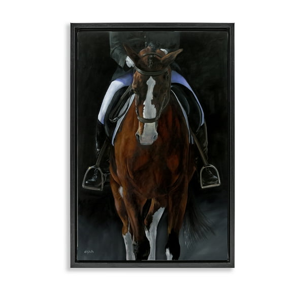 Stupell Industries Balance Trotting Horse Animals & Insects Painting Black Floater Framed Canvas Art Print Wall Art, 21 x 31
