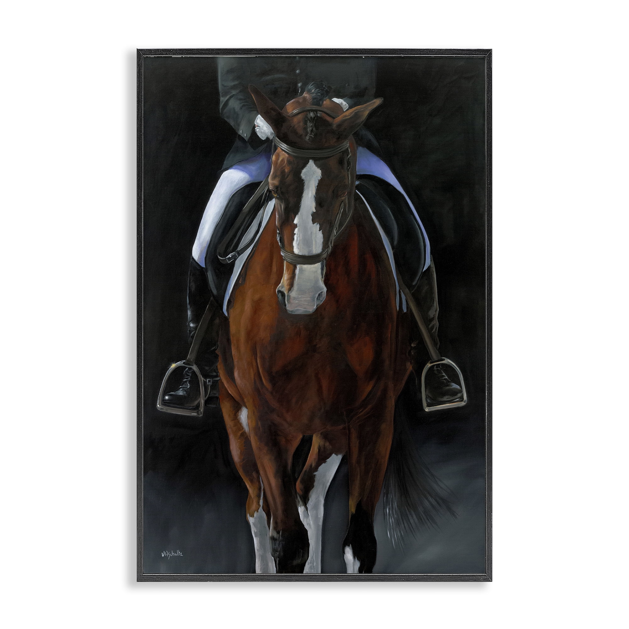 Stupell Industries Balance Trotting Horse Animals & Insects Painting Black Framed Art Print Wall Art, 20 x 30