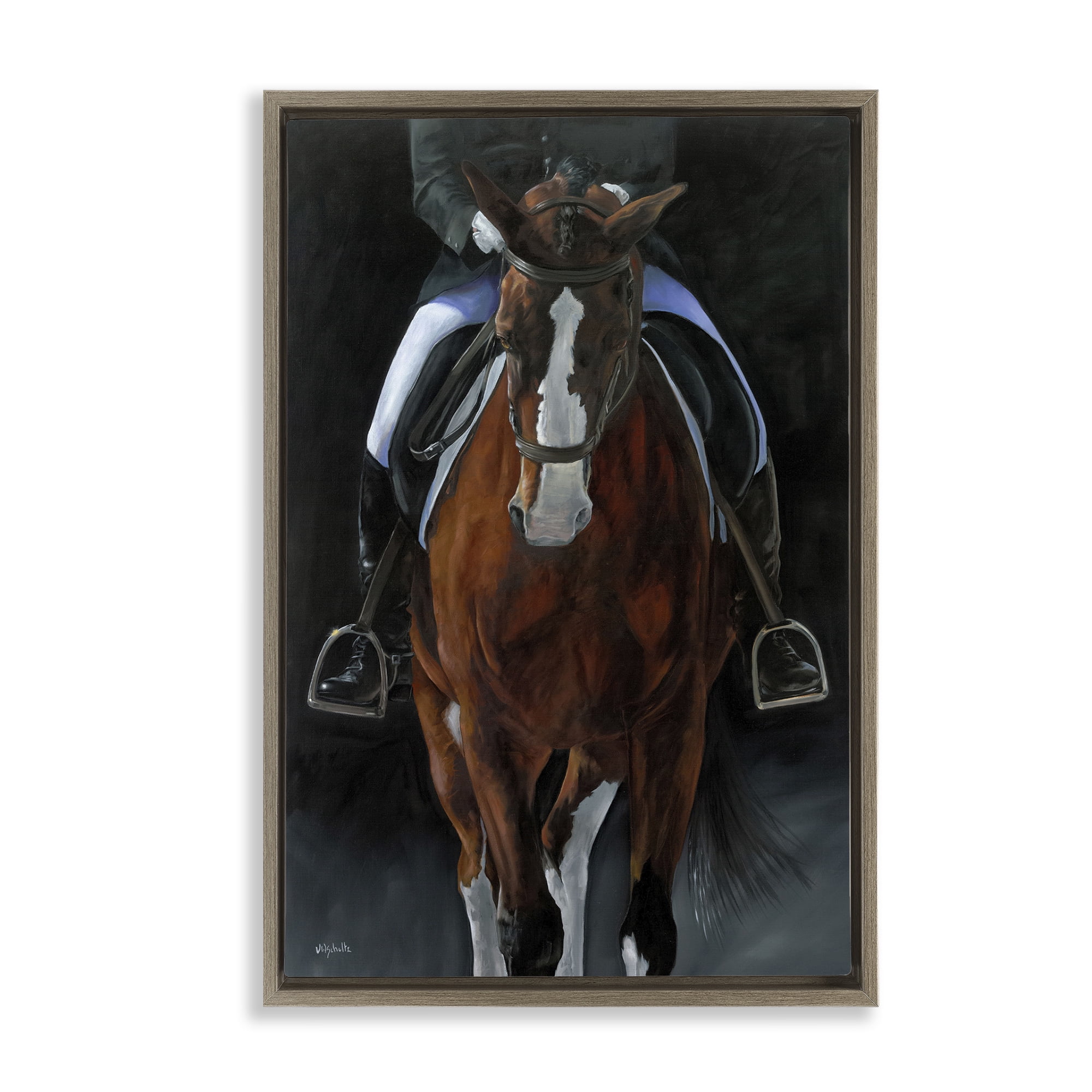 Stupell Industries Balance Trotting Horse Animals & Insects Painting Brown Floater Framed Canvas Art Print Wall Art, 21 x 31