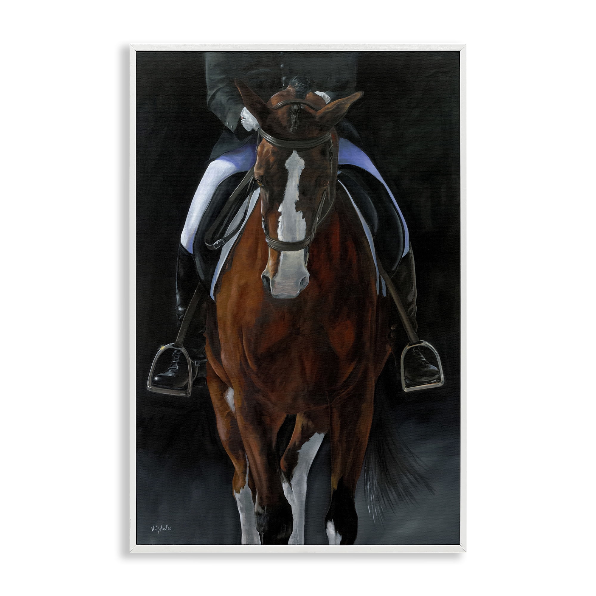 Stupell Industries Balance Trotting Horse Animals & Insects Painting White Framed Art Print Wall Art, 12 x 18