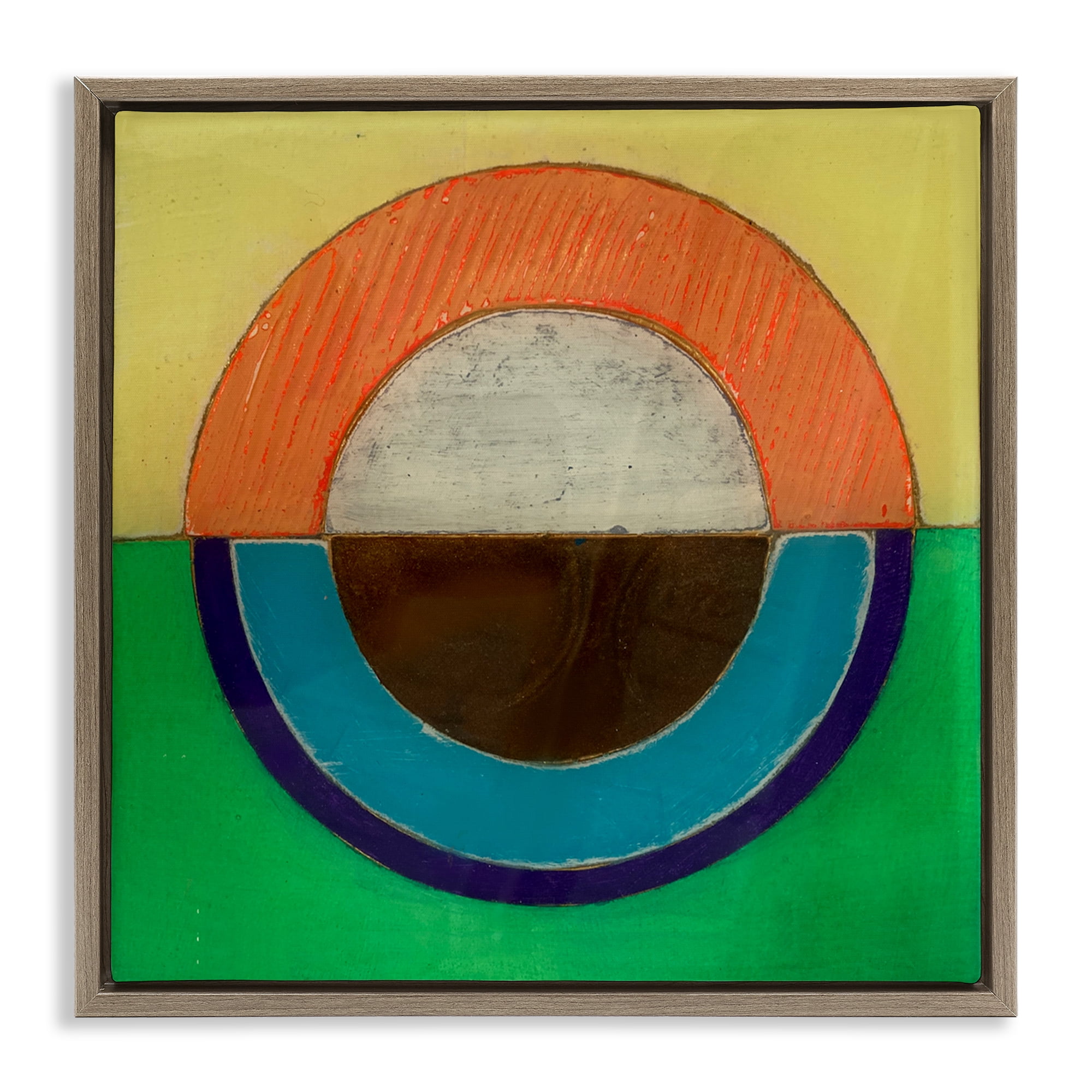 Stupell Industries Balanced Circle Symmetry Brown Framed Floater Canvas Wall Art, design by Matthew Finger